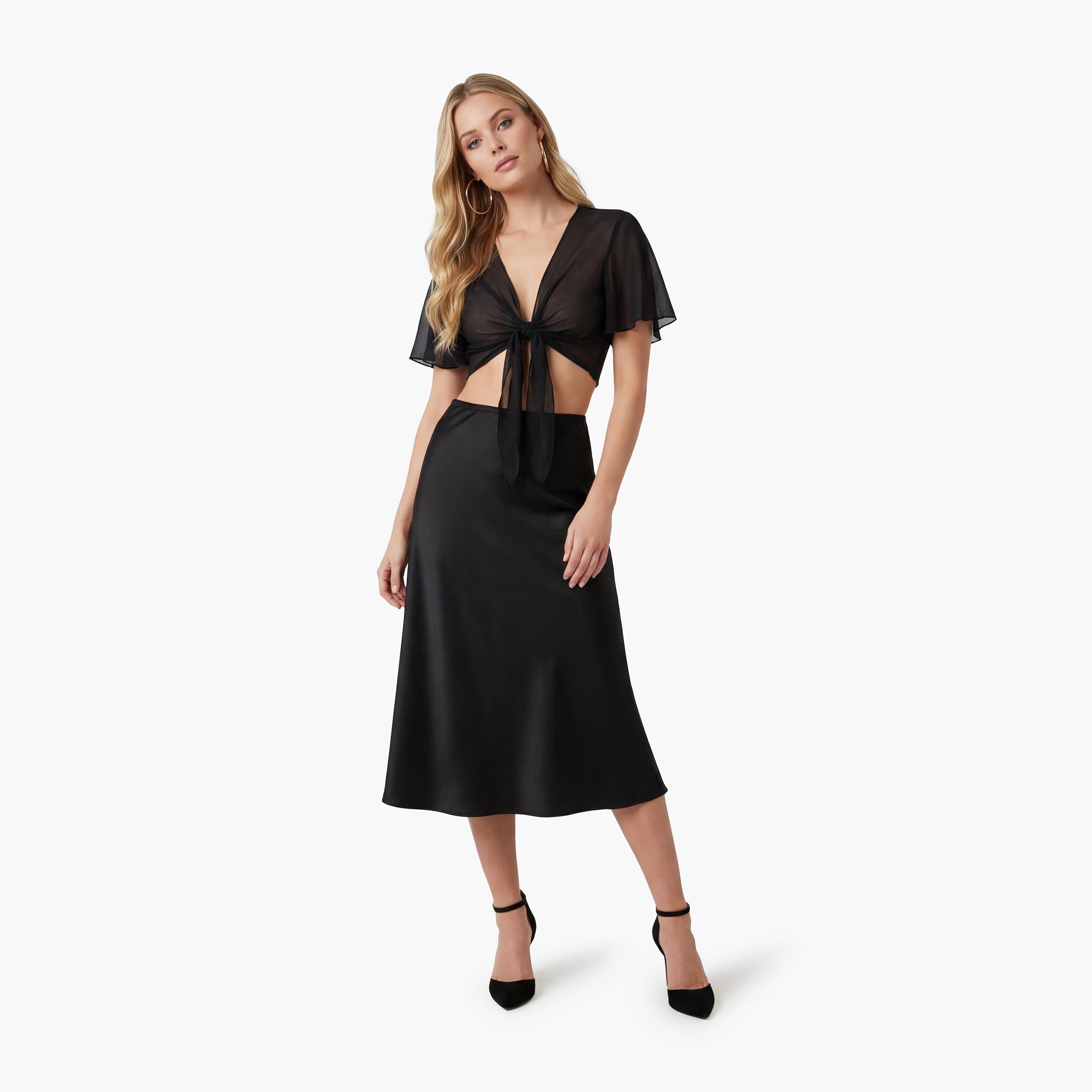 تنورة ميدي نسائية قصة "ايه-لاين" من كوتون-women-clothing-bottoms-skirts-image-2