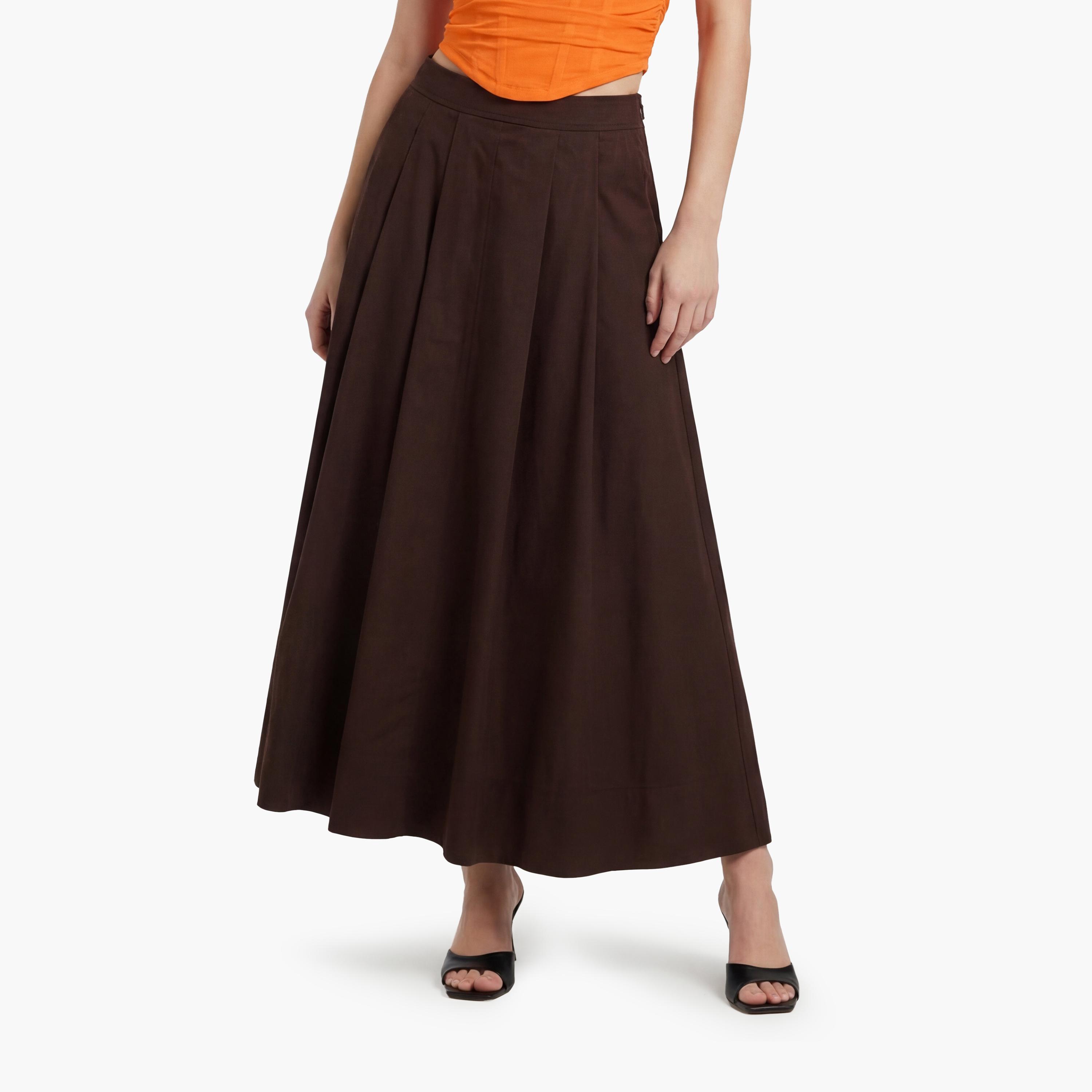 KOTON Cotton A-Line Women's Maxi Skirt-women-clothing-bottoms-skirts-image-1