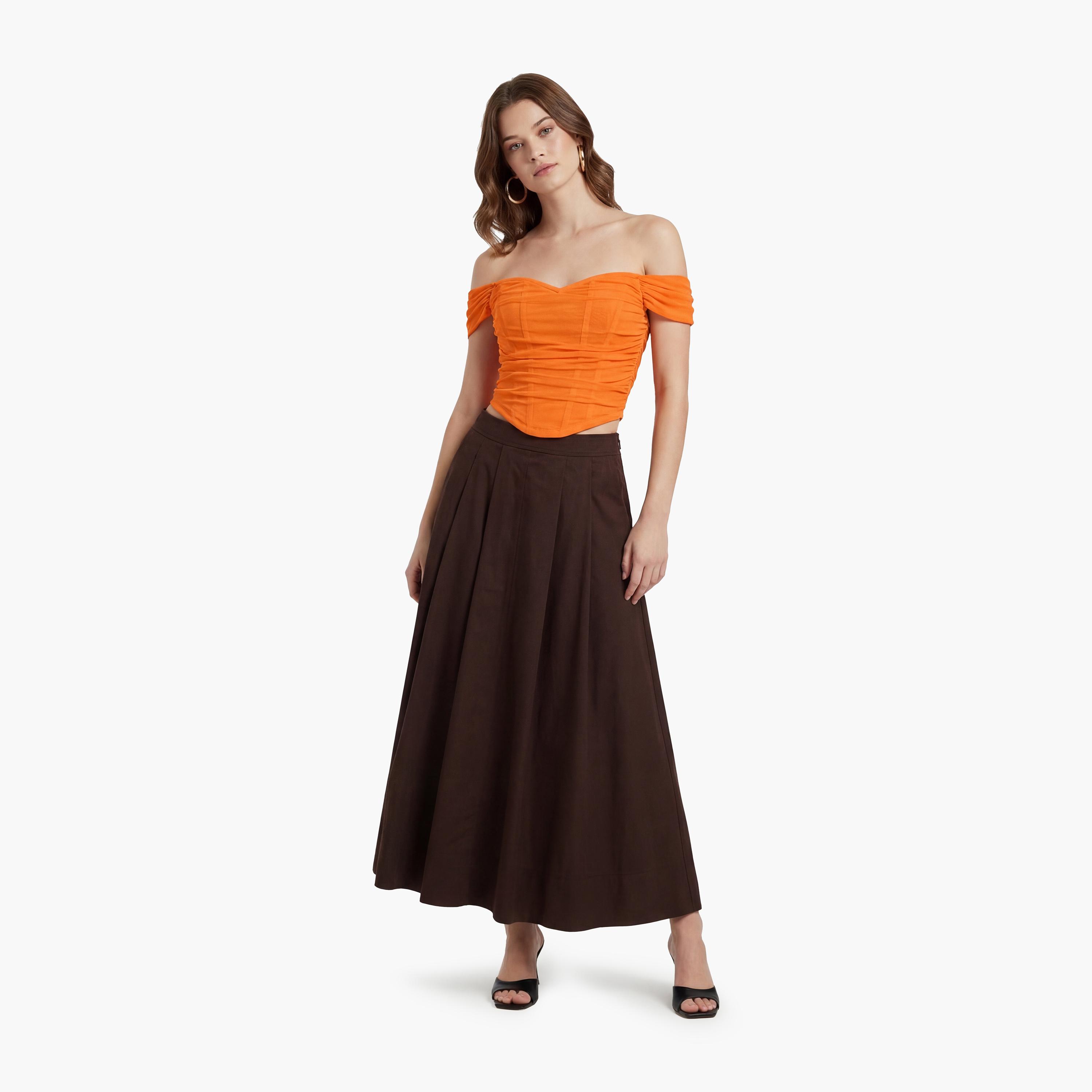 KOTON Cotton A-Line Women's Maxi Skirt-women-clothing-bottoms-skirts-image-2