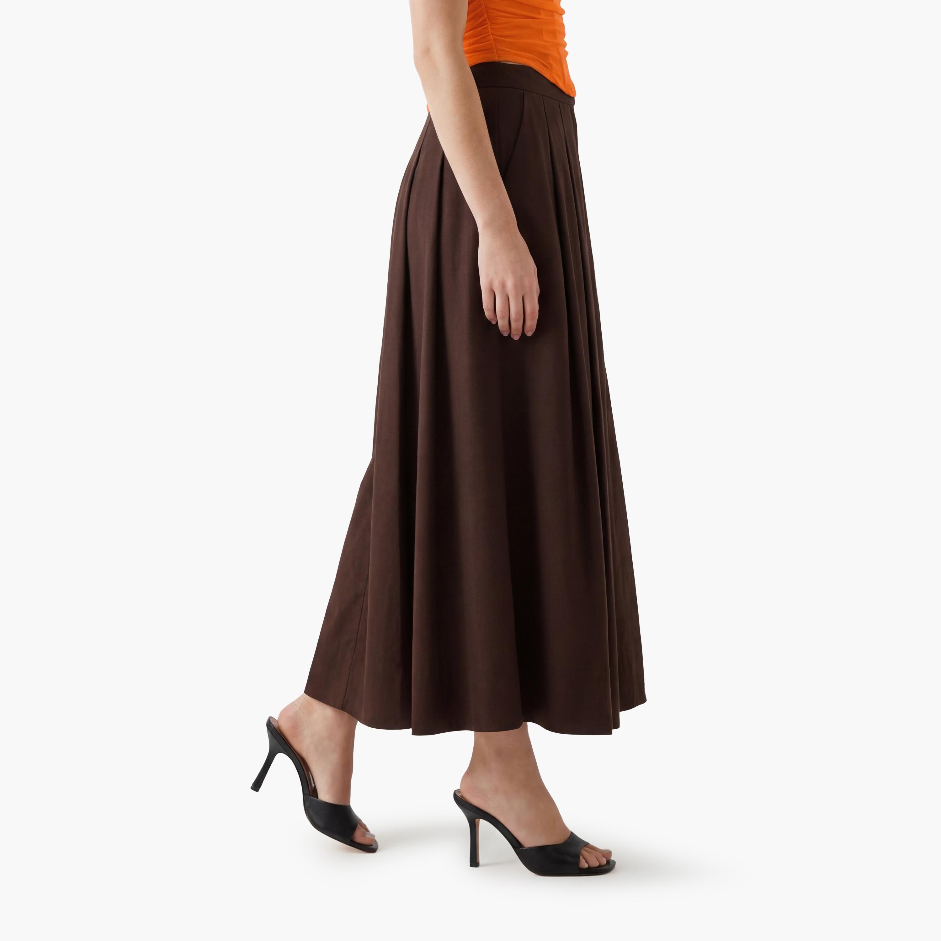 KOTON Cotton A-Line Women's Maxi Skirt-women-clothing-bottoms-skirts-image-3