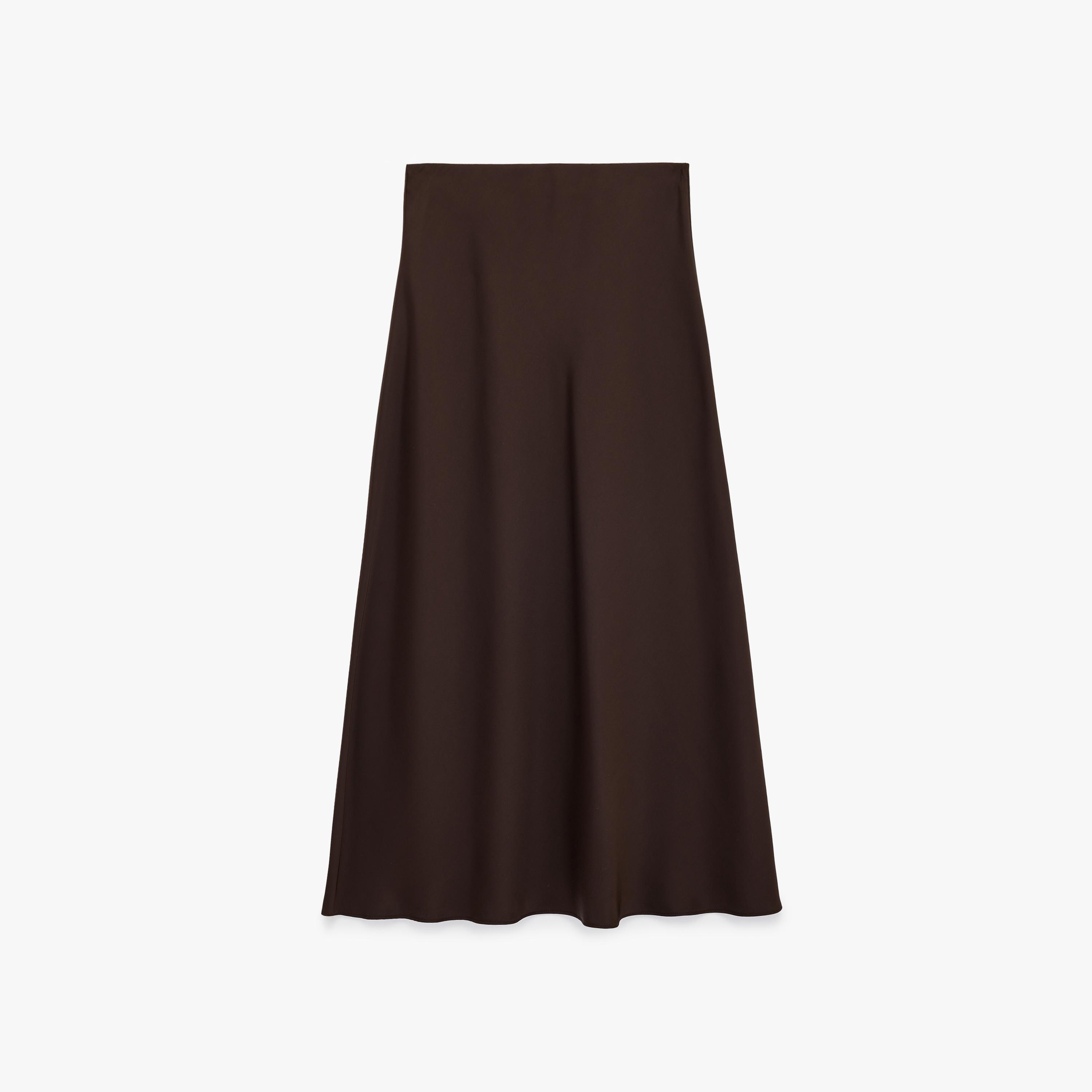 تنورة ميدي نسائية قصة "ايه-لاين" بلون بني من كوتون-women-clothing-bottoms-skirts-image-5
