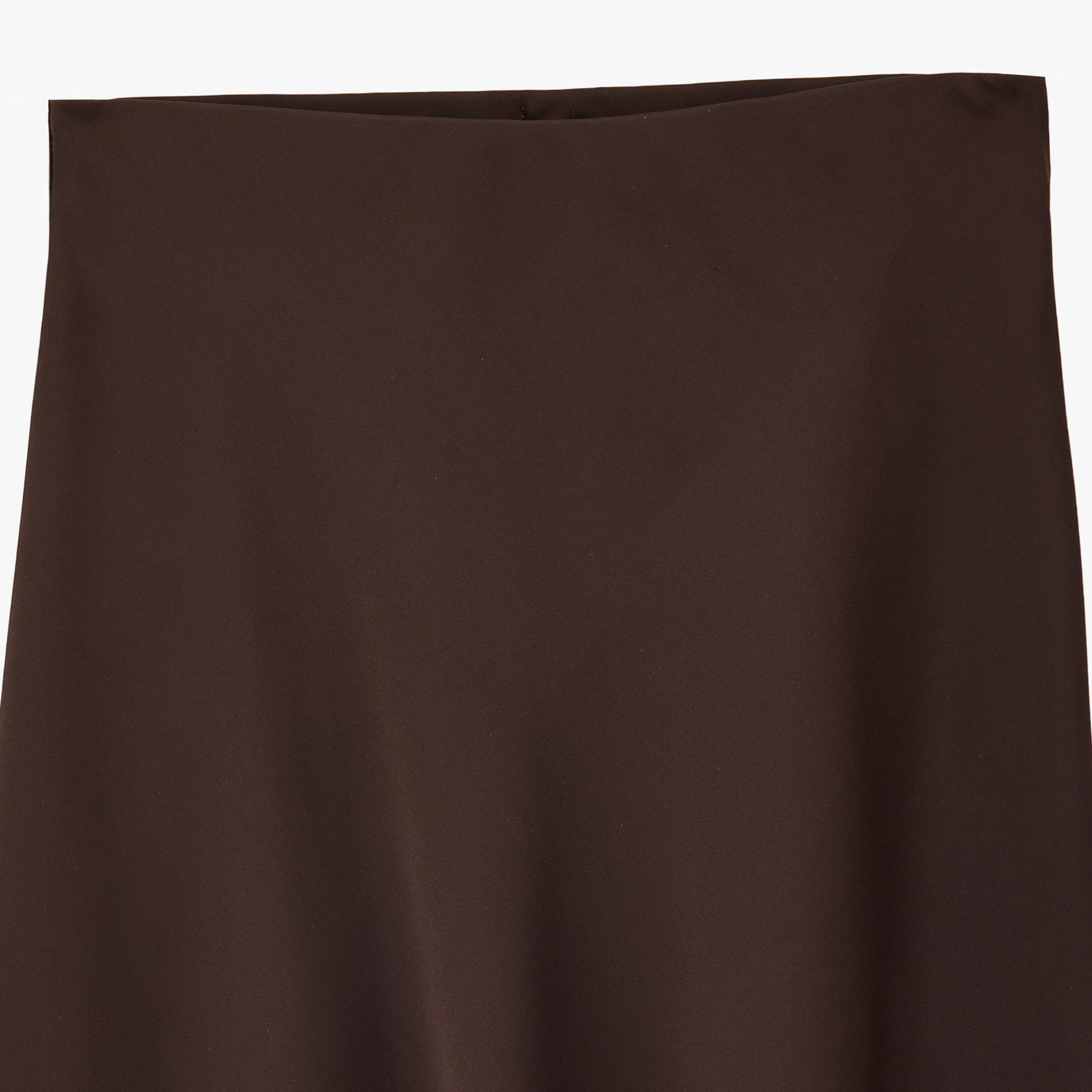تنورة ميدي نسائية قصة "ايه-لاين" بلون بني من كوتون-women-clothing-bottoms-skirts-image-6