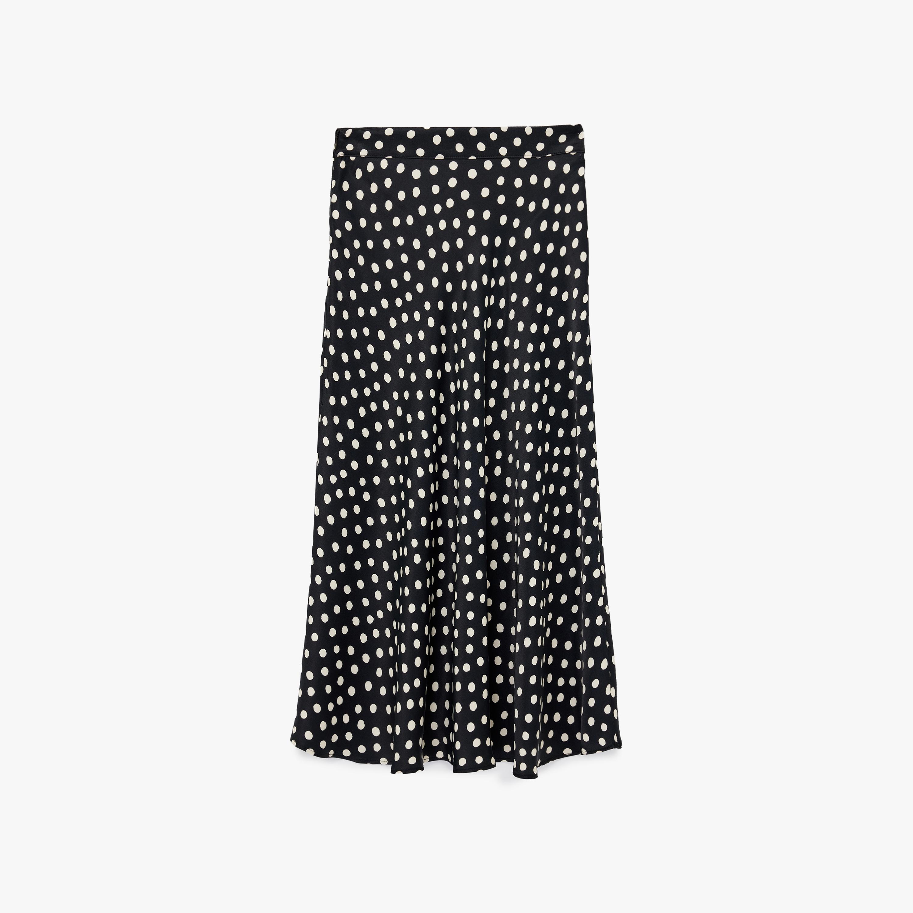 تنورة ميدي نسائية قصة "ايه-لاين" بنقشة منقطة (بولكا دوت) سوداء من كوتون-women-clothing-bottoms-skirts-image-4