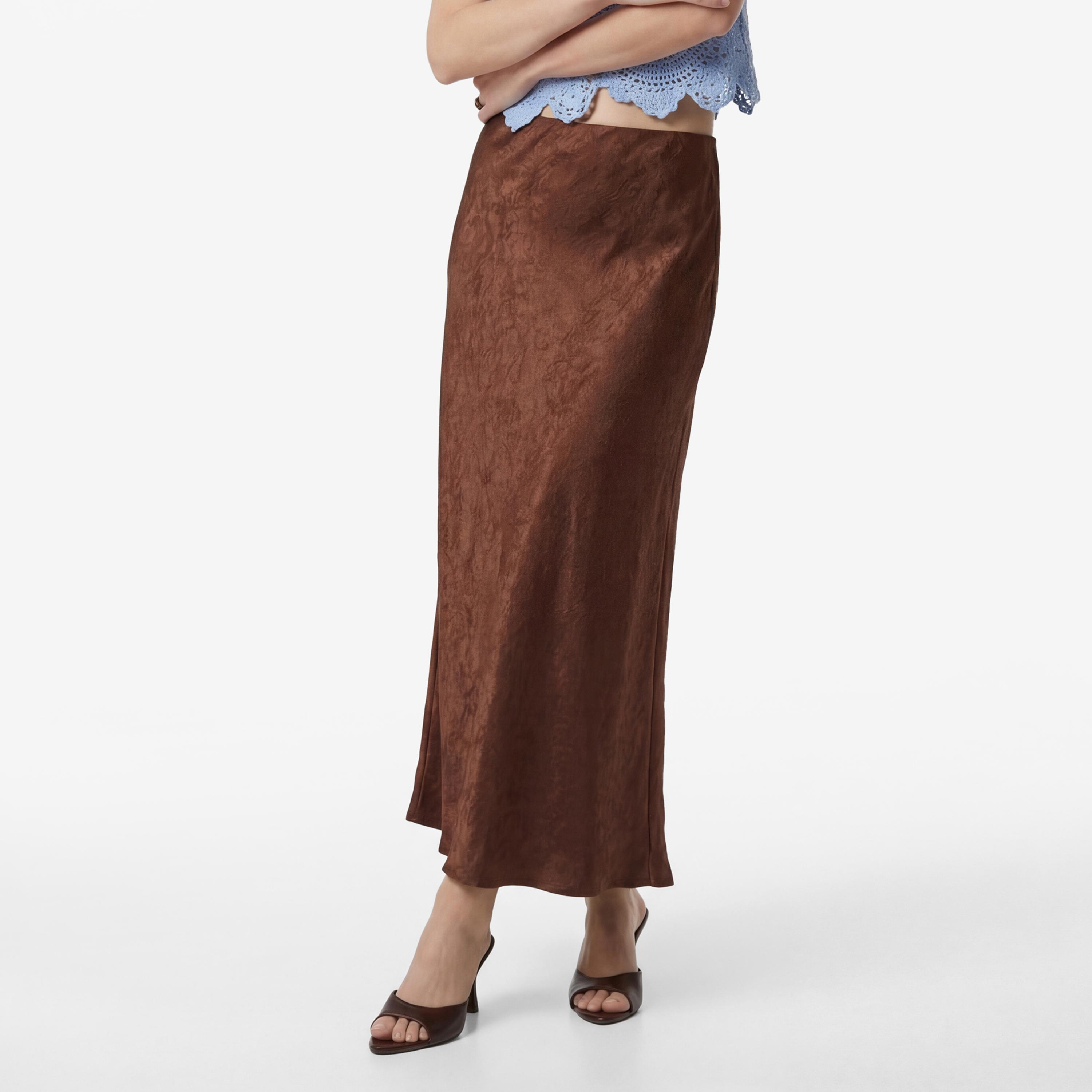 تنورة ميدي نسائية قصة "ايه-لاين" من قماش مجعد من كوتون-women-clothing-bottoms-skirts-image-1
