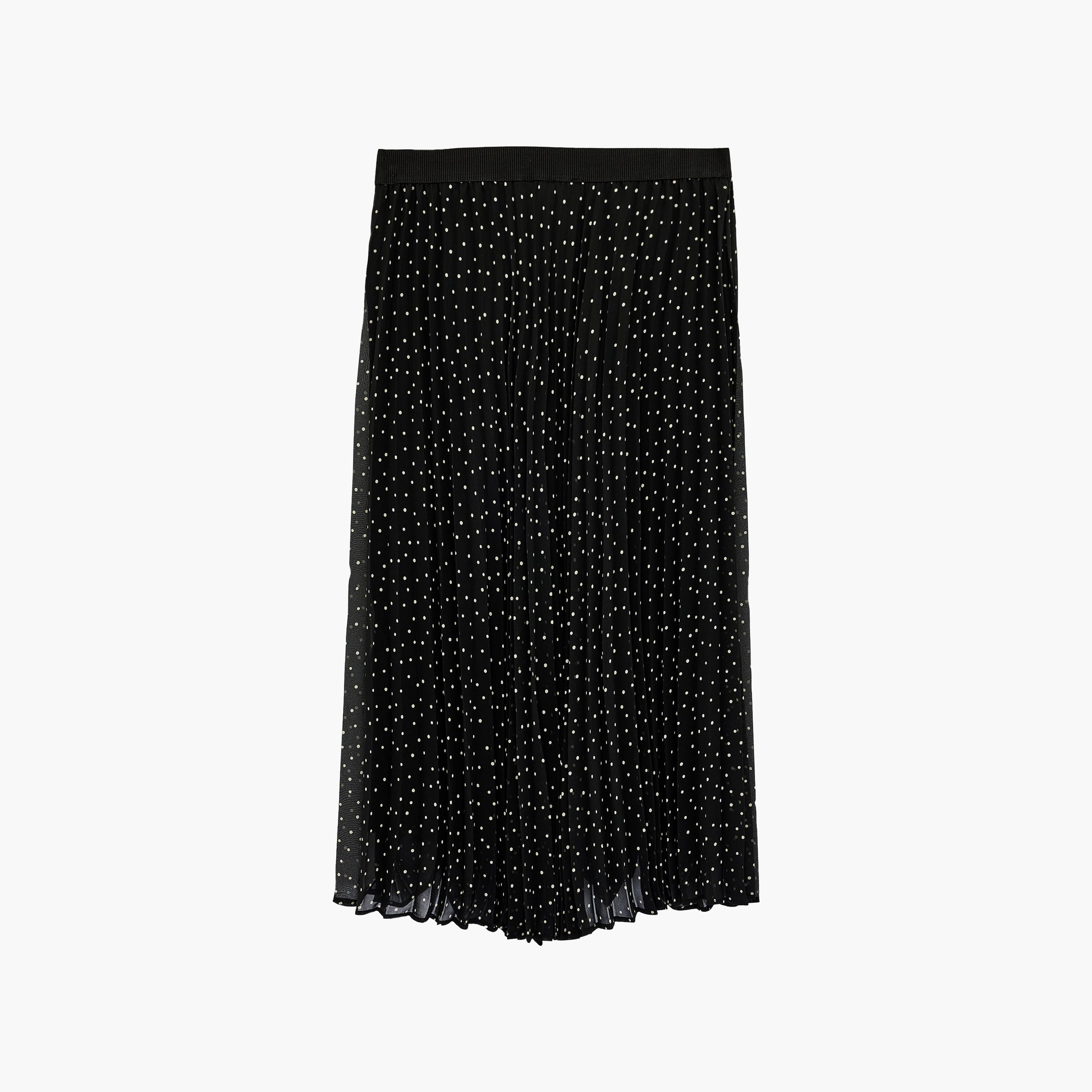 تنورة ماكسي نسائية مكسرة (بليسيه) قصة "ايه-لاين" بنقشة منقطة سوداء من كوتون-women-clothing-bottoms-skirts-image-7