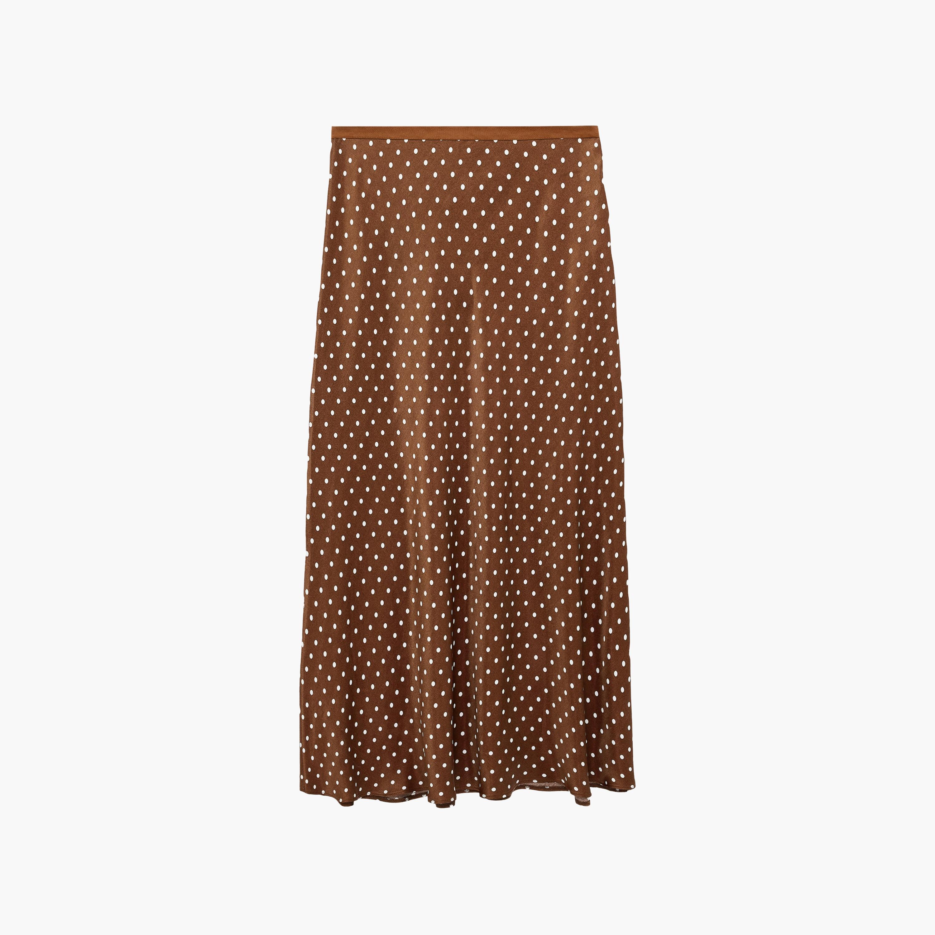 تنورة ماكسي نسائية قصة "ايه-لاين" بنقشة منقطة بنية من كوتون-women-clothing-bottoms-skirts-image-6