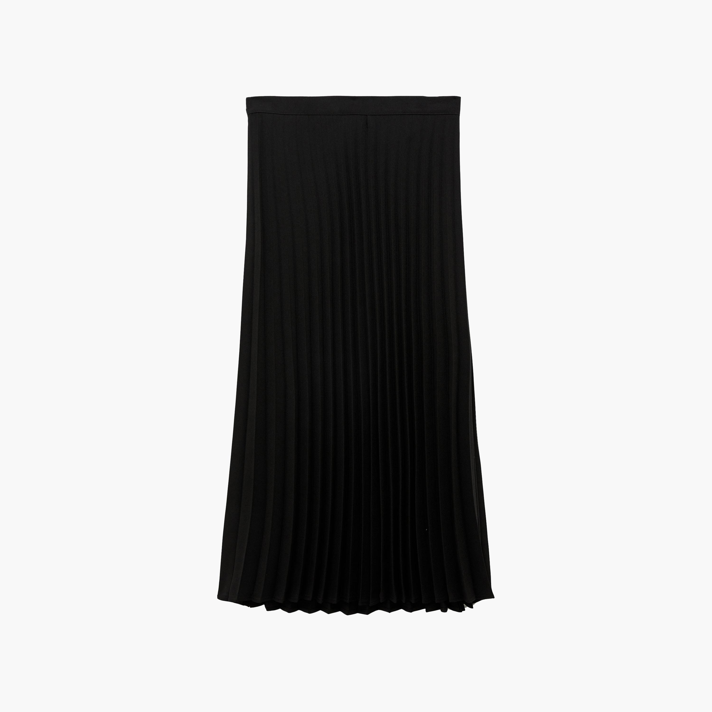 تنورة ماكسي نسائية مكسرة (بليسيه) قصة "ايه-لاين" بلون أسود من كوتون-women-clothing-bottoms-skirts-image-6