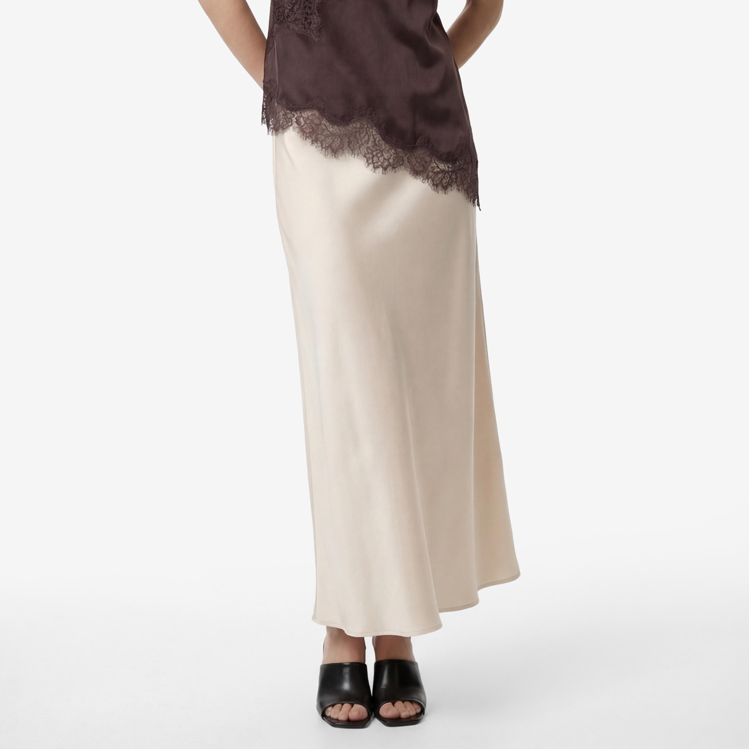 تنورة ماكسي نسائية قصة "ايه-لاين" بلون بيج من كوتون-women-clothing-bottoms-skirts-image-1