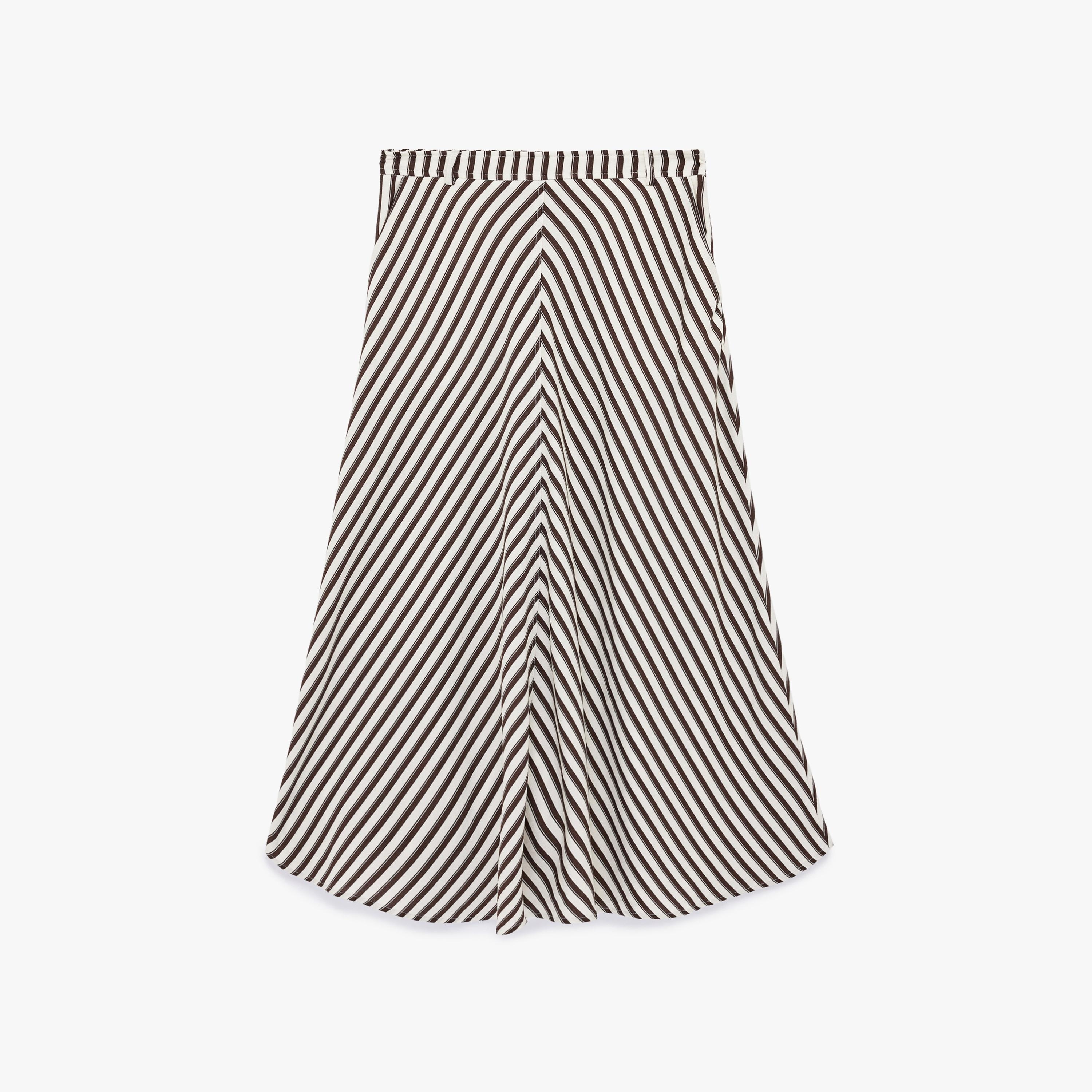 تنورة ماكسي نسائية قصة "ايه-لاين" بتصميم مخطط بلون بني من كوتون-women-clothing-bottoms-skirts-image-3