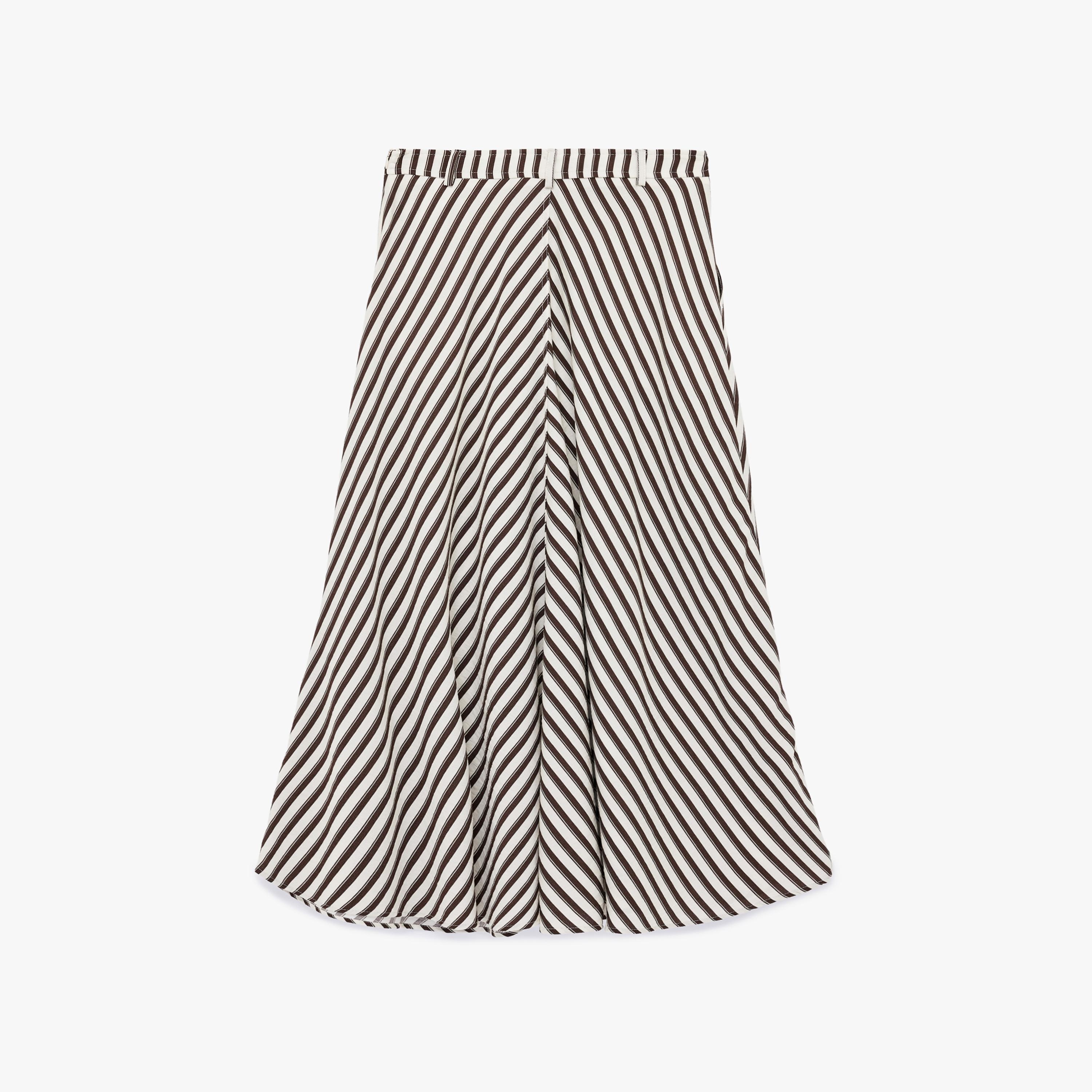 تنورة ماكسي نسائية قصة "ايه-لاين" بتصميم مخطط بلون بني من كوتون-women-clothing-bottoms-skirts-image-4