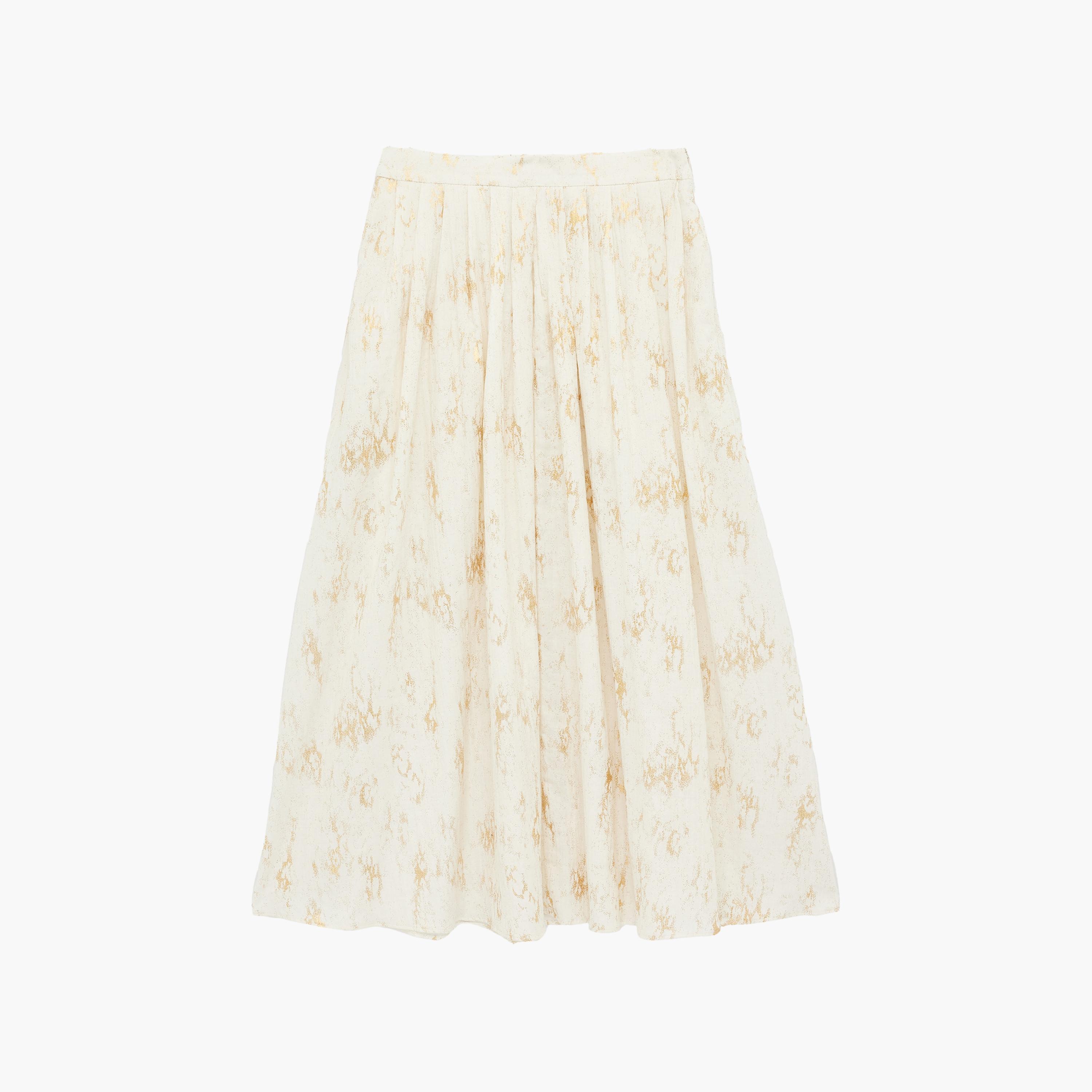 تنورة ميدي نسائية بقصة كلوش بطبعة تجريدية بلون بيج من كوتون-women-clothing-bottoms-skirts-image-6