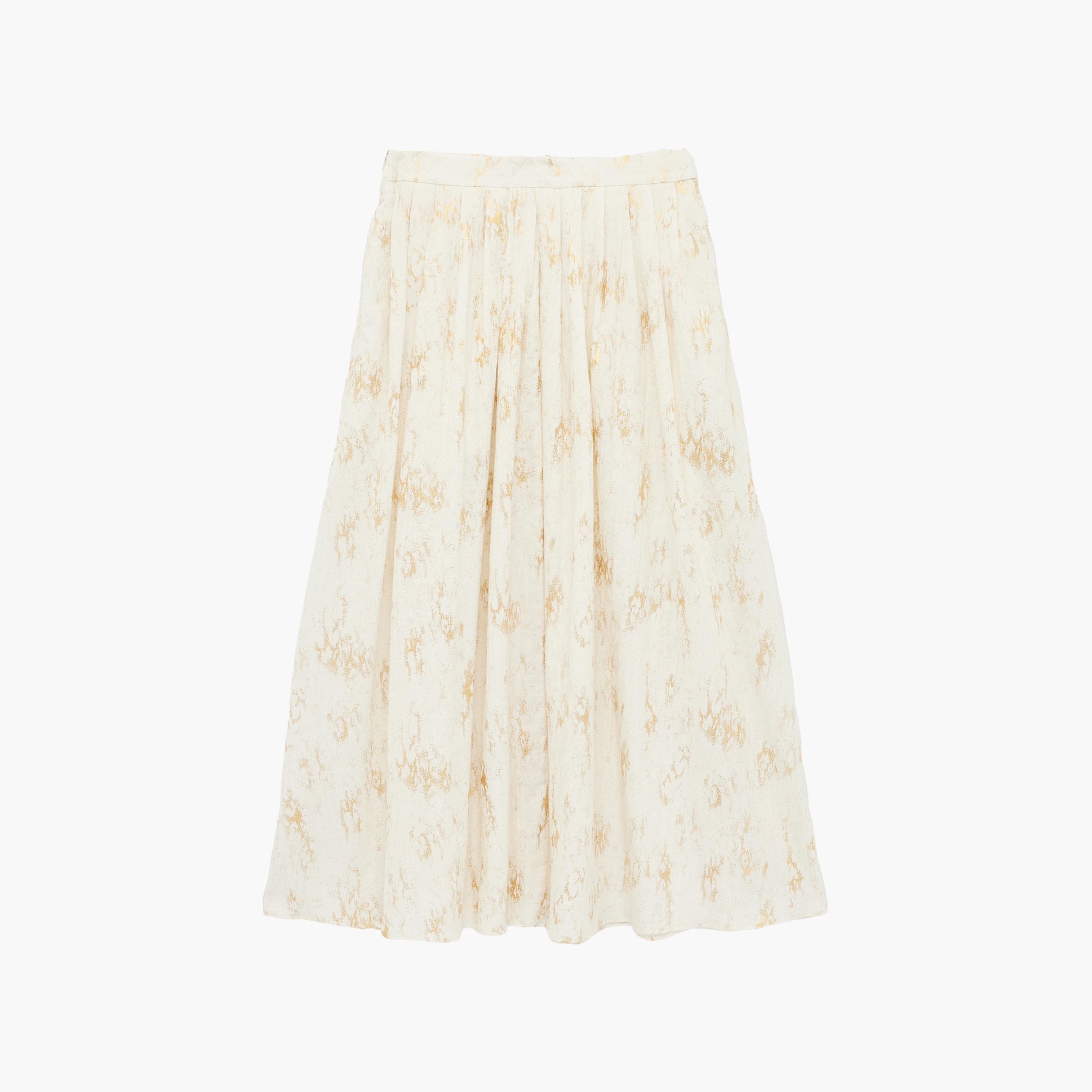 تنورة ميدي نسائية بقصة كلوش بطبعة تجريدية بلون بيج من كوتون-women-clothing-bottoms-skirts-image-7