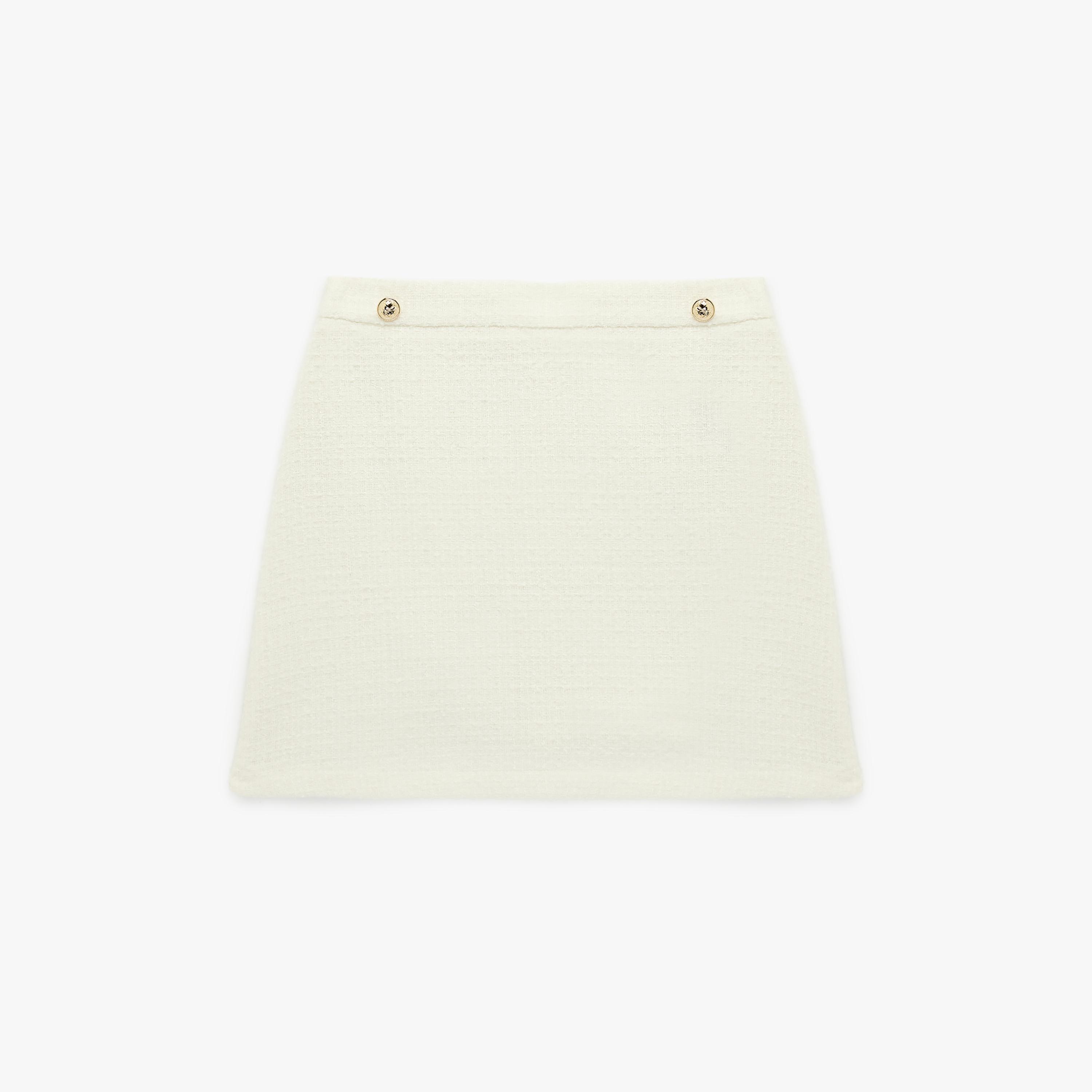 تنورة ميني نسائية قصة "ايه-لاين" من قماش التويد الأبيض من كوتون-women-clothing-bottoms-skirts-image-3