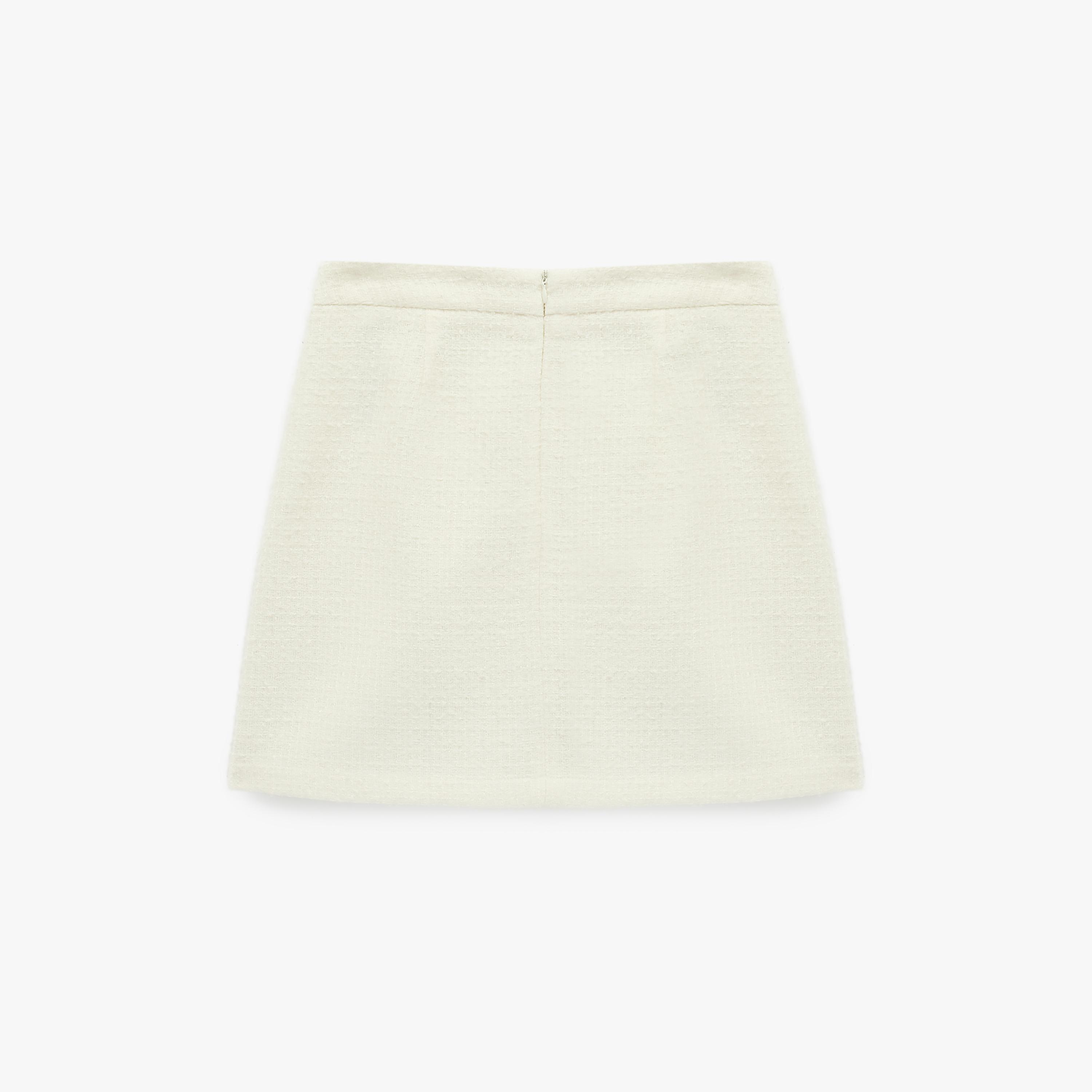 تنورة ميني نسائية قصة "ايه-لاين" من قماش التويد الأبيض من كوتون-women-clothing-bottoms-skirts-image-4