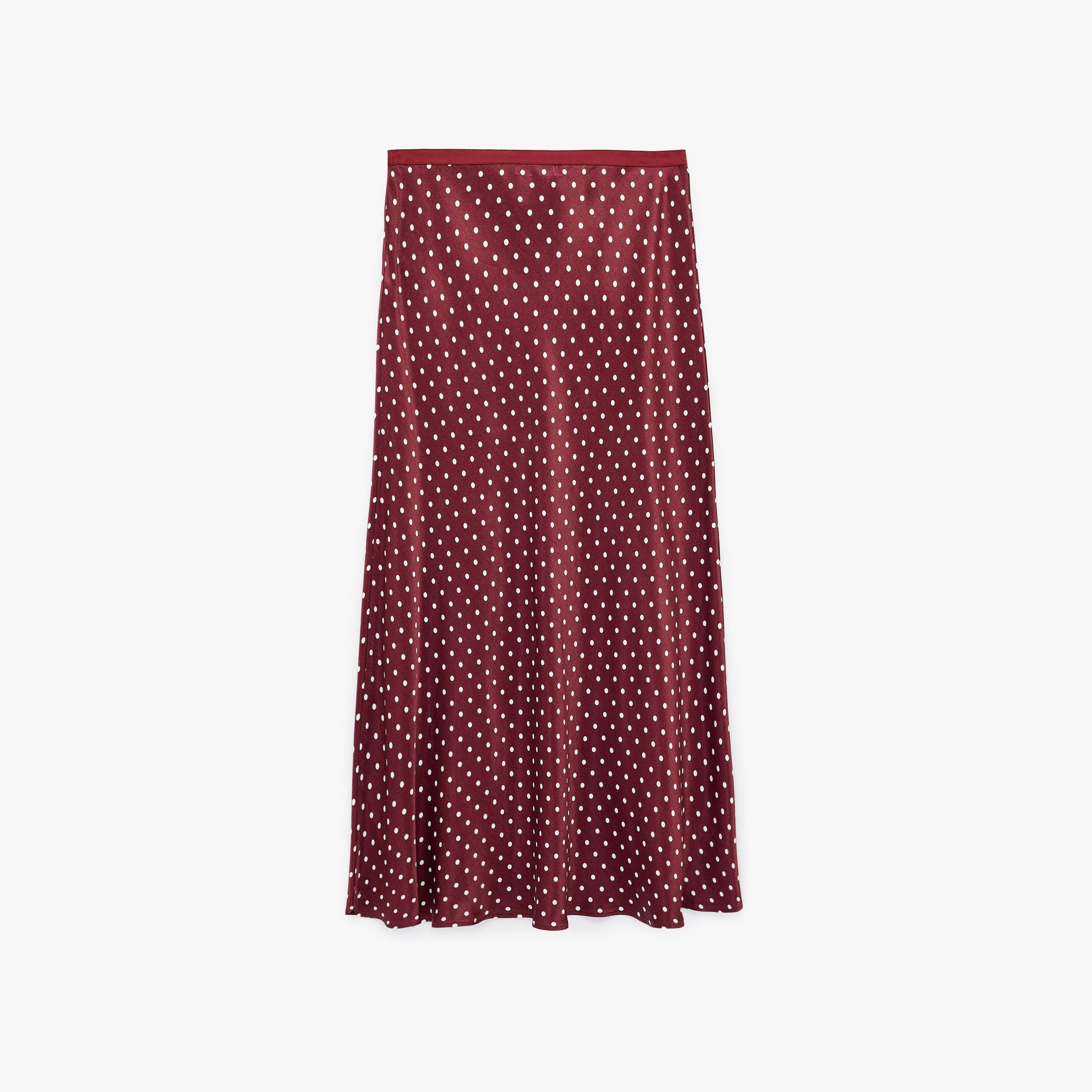 تنورة ماكسي نسائية قصة "ايه-لاين" بنقشة منقطة باللون العنابي من كوتون-women-clothing-bottoms-skirts-image-4