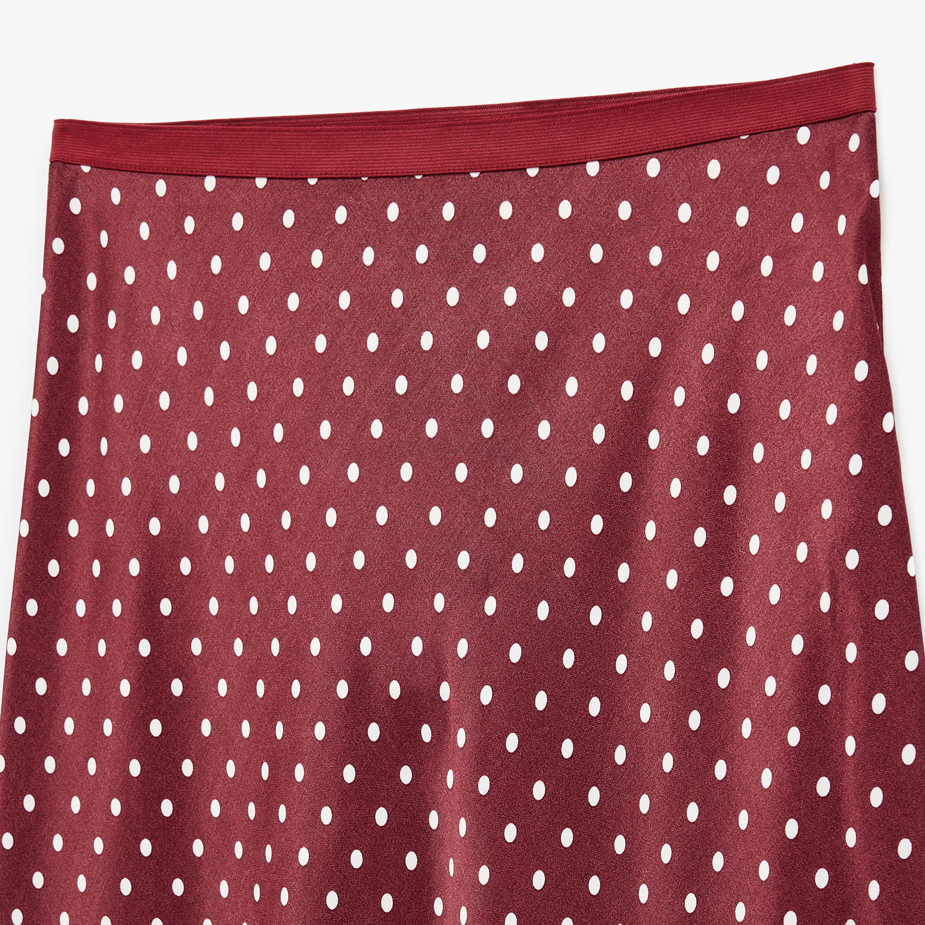 تنورة ماكسي نسائية قصة "ايه-لاين" بنقشة منقطة باللون العنابي من كوتون-women-clothing-bottoms-skirts-image-5