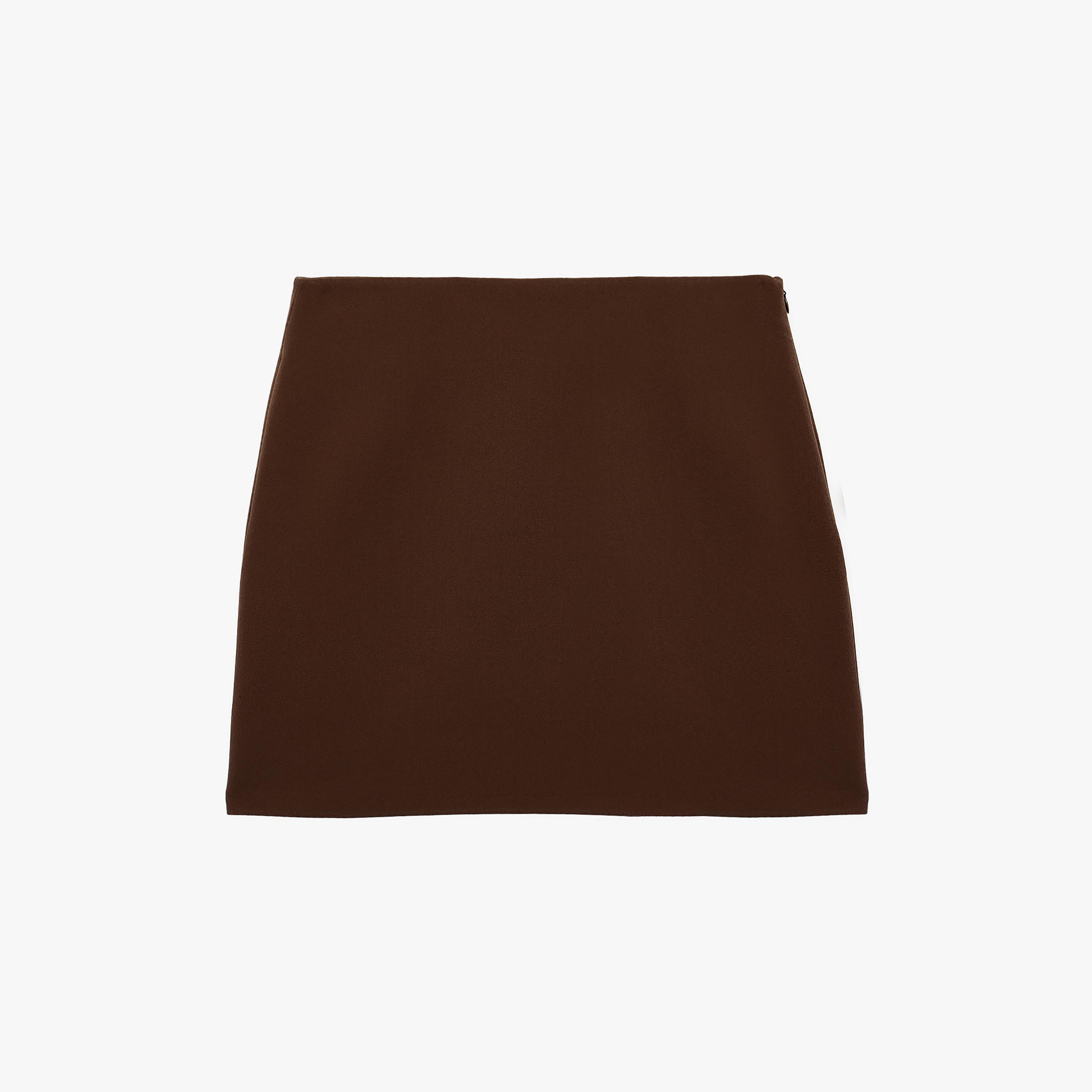 تنورة ميني نسائية قصة قلم الرصاص (بنسل) بلون بني من كوتون-women-clothing-bottoms-skirts-image-3