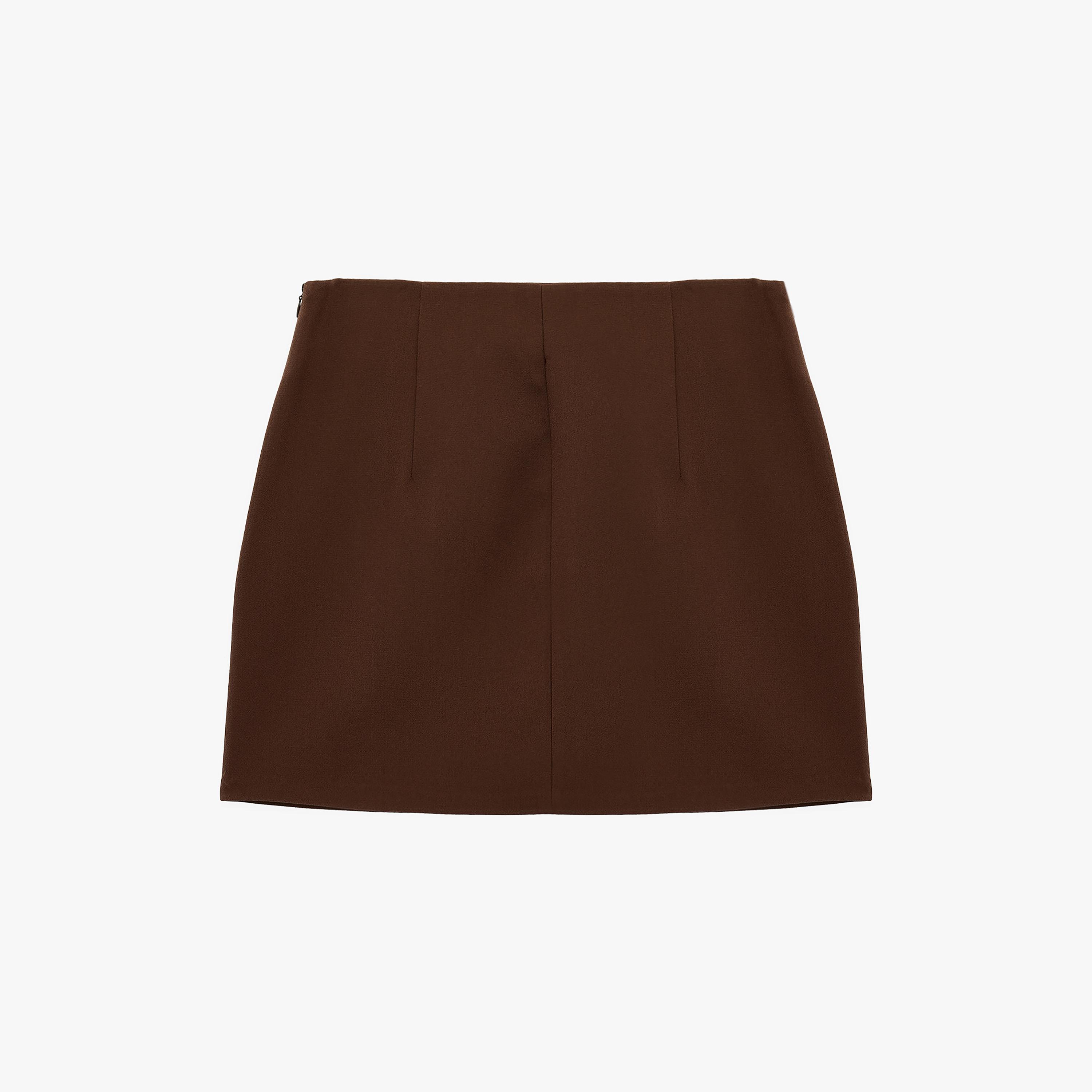 تنورة ميني نسائية قصة قلم الرصاص (بنسل) بلون بني من كوتون-women-clothing-bottoms-skirts-image-4