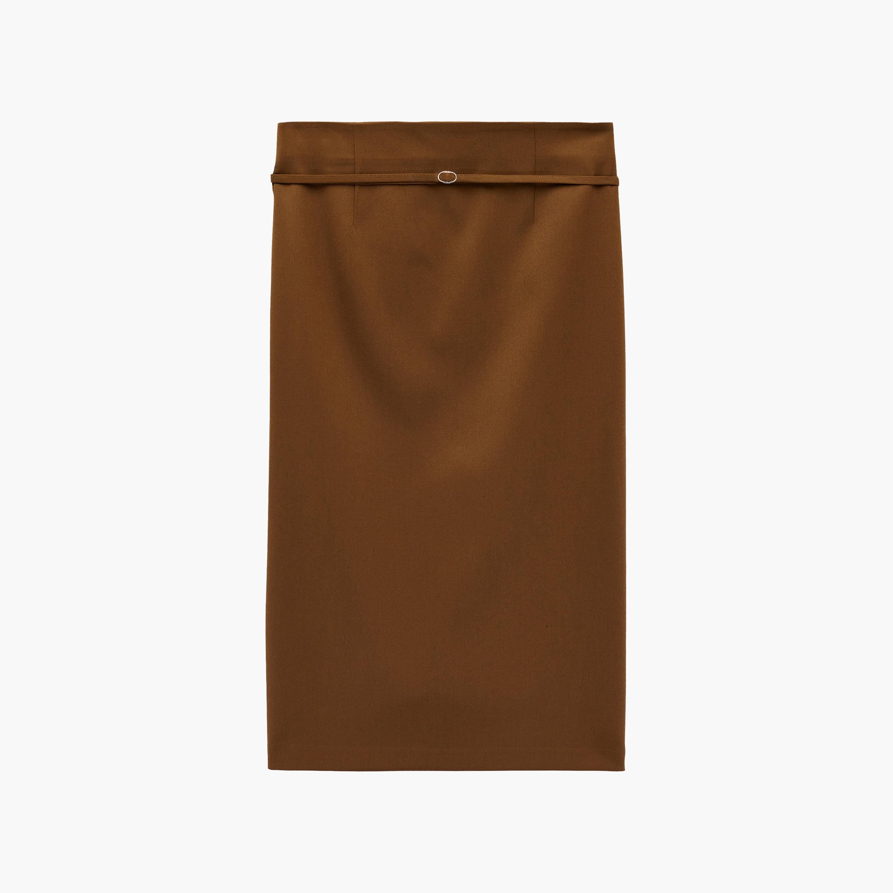 تنورة ميدي نسائية قصة قلم الرصاص (بنسل) بلون بني من كوتون-women-clothing-bottoms-skirts-image-6