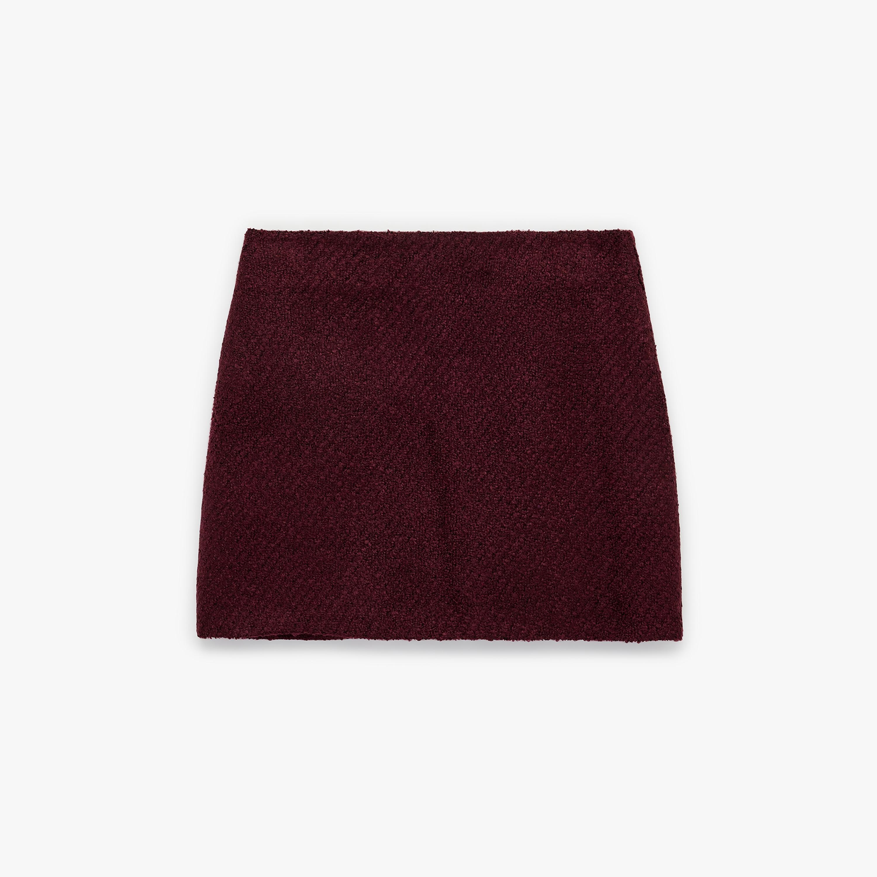 تنورة ميني نسائية قصة مستقيمة من قماش التويد العنابي من كوتون-women-clothing-bottoms-skirts-image-4