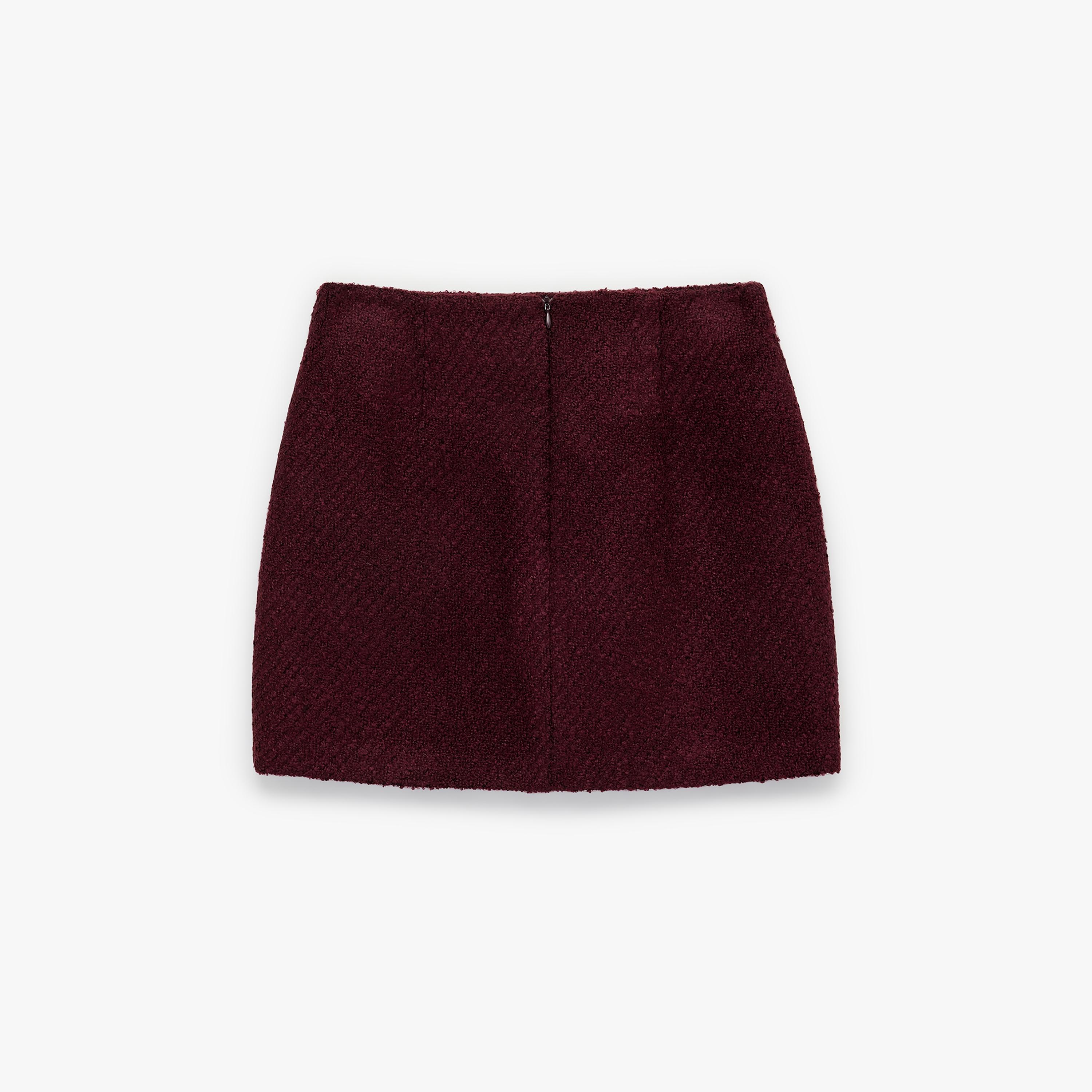 تنورة ميني نسائية قصة مستقيمة من قماش التويد العنابي من كوتون-women-clothing-bottoms-skirts-image-5