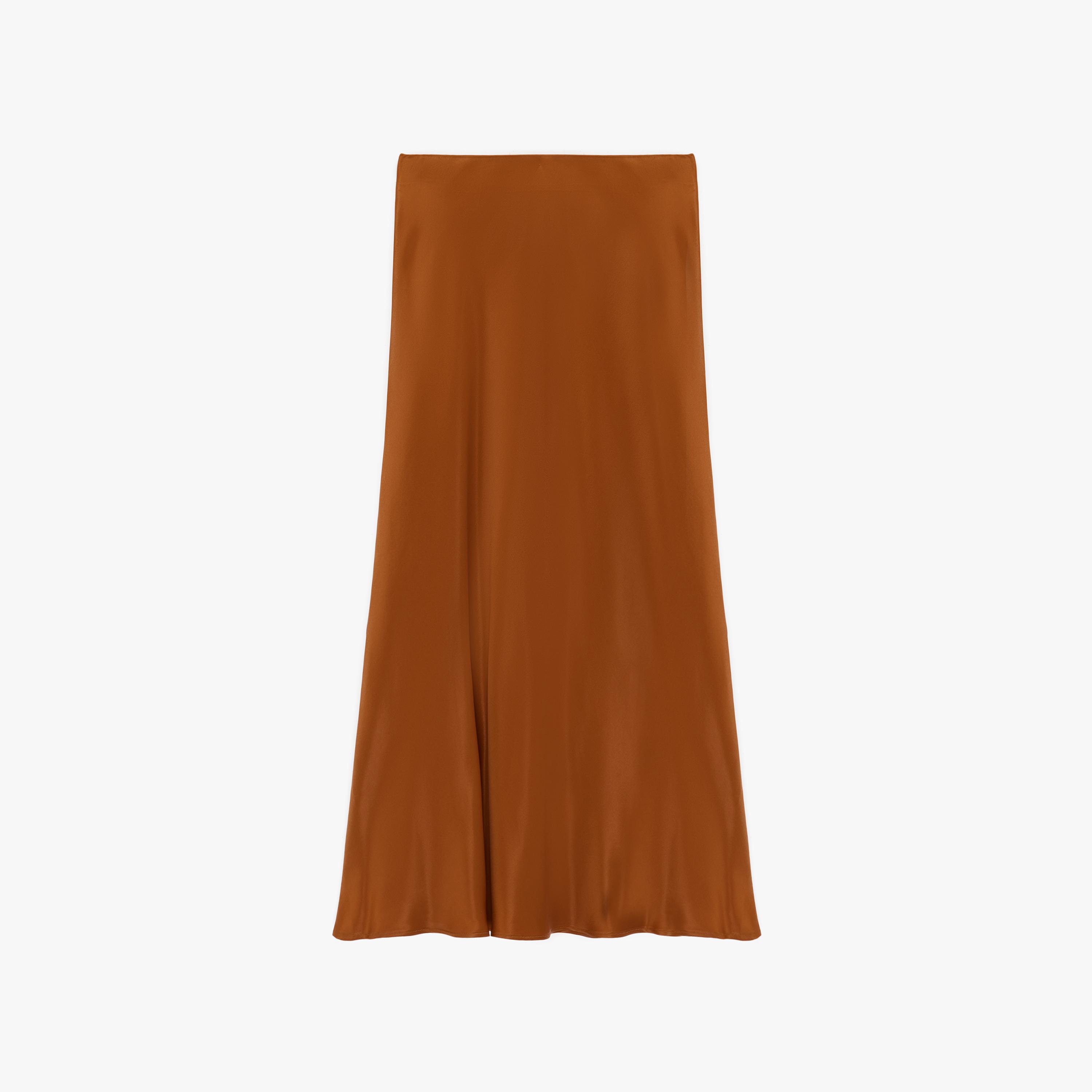 تنورة ميدي نسائية قصة "ايه-لاين" بلون بني من كوتون-women-clothing-bottoms-skirts-image-4