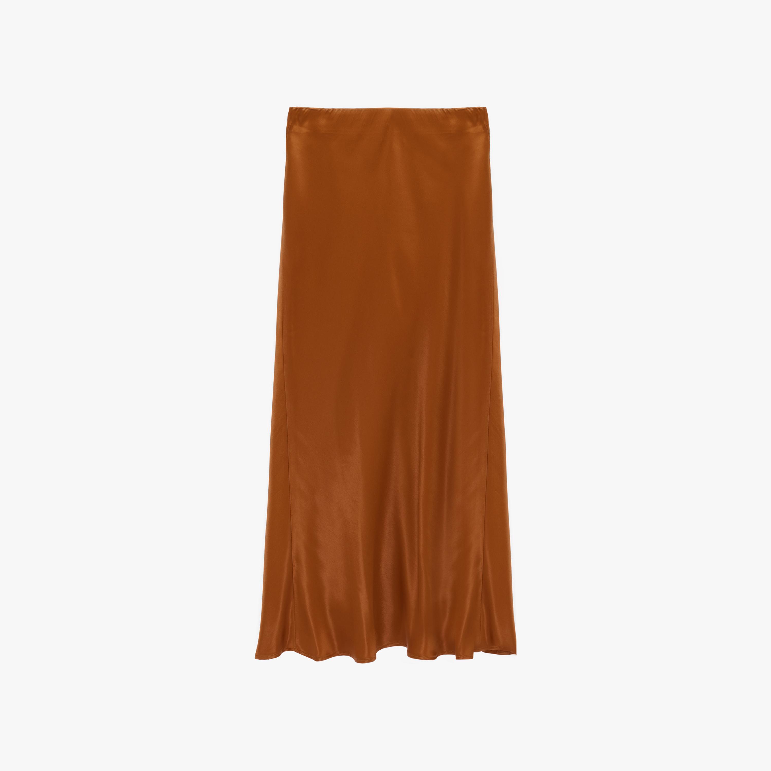 تنورة ميدي نسائية قصة "ايه-لاين" بلون بني من كوتون-women-clothing-bottoms-skirts-image-5