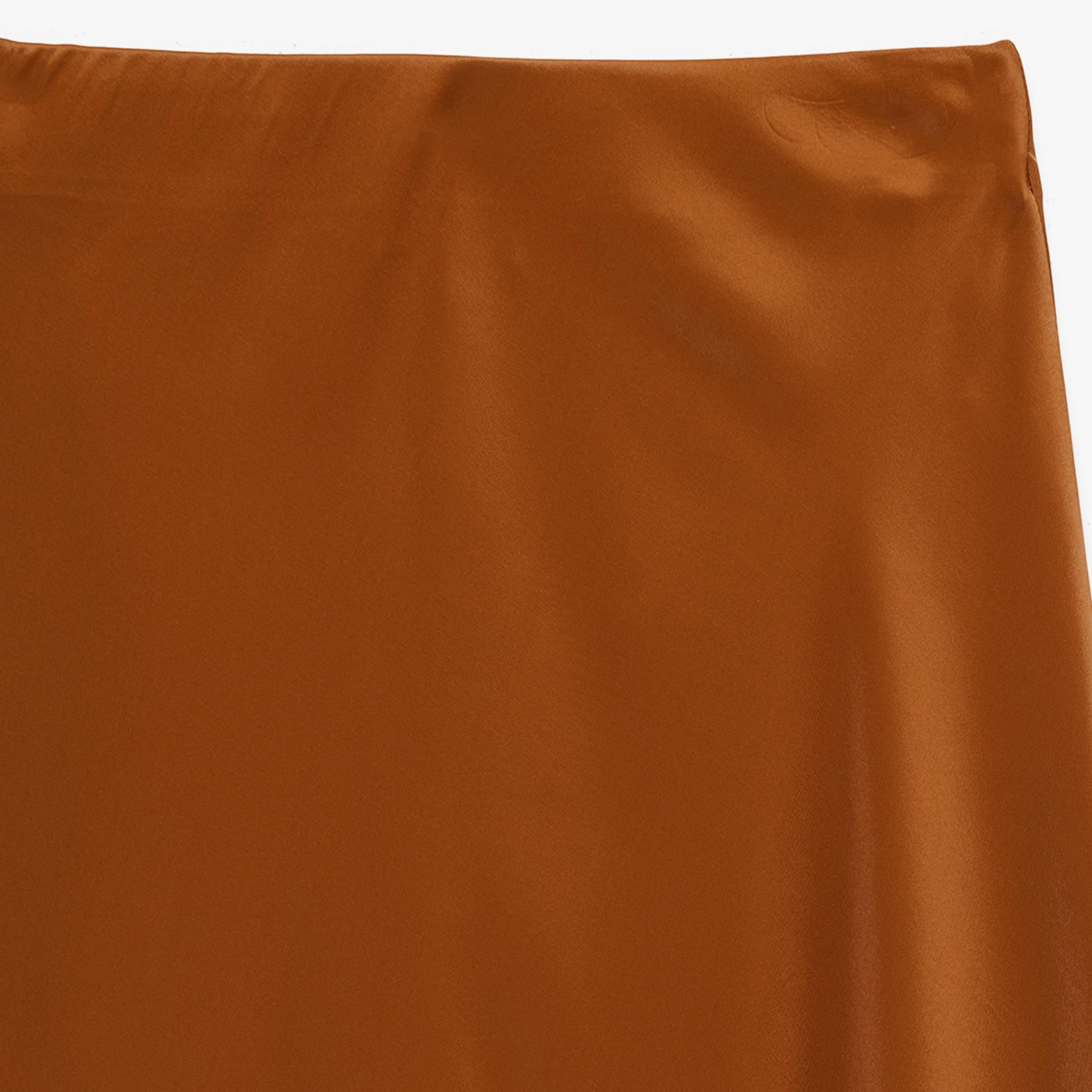 تنورة ميدي نسائية قصة "ايه-لاين" بلون بني من كوتون-women-clothing-bottoms-skirts-image-6