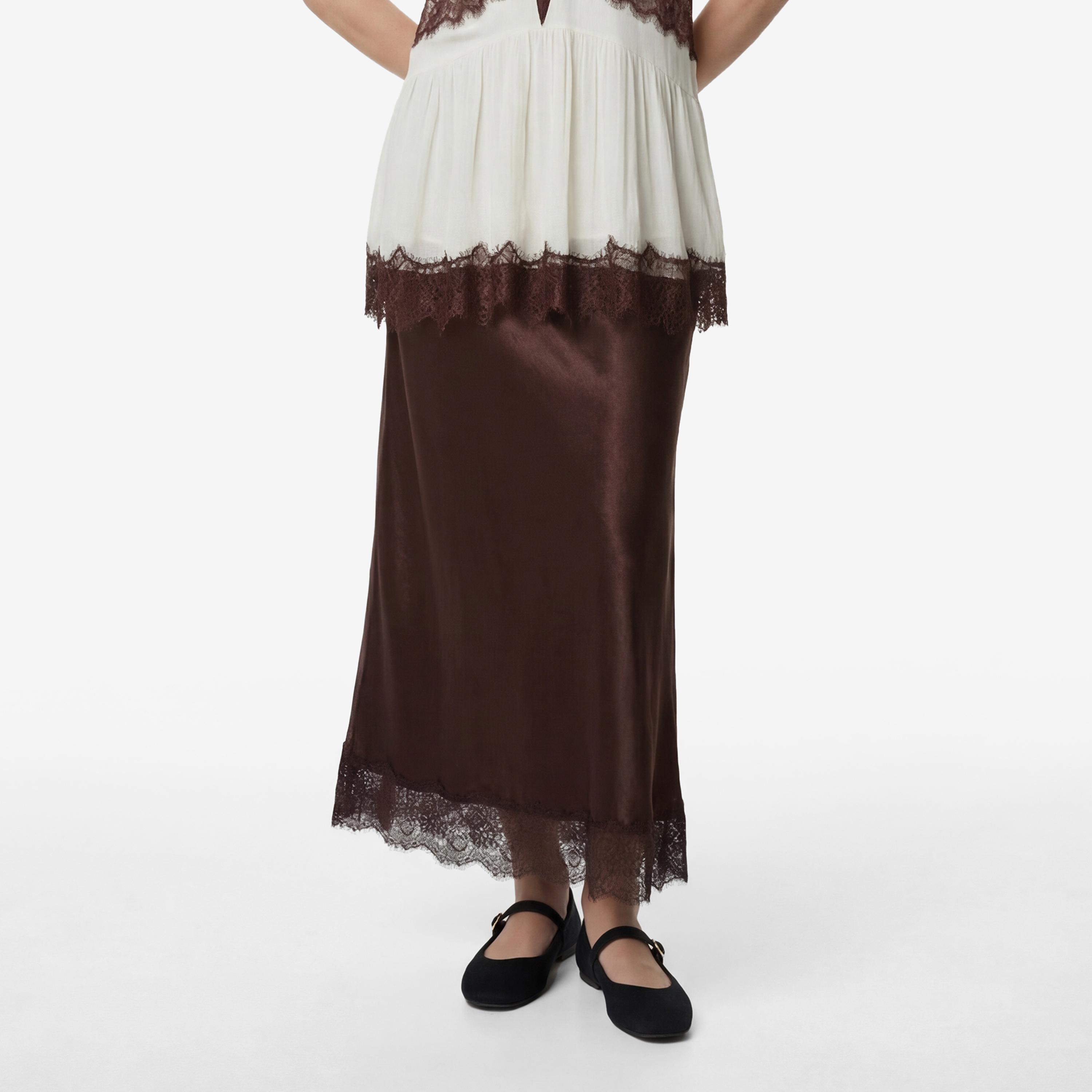 KOTON Brown Crinkled A-Line Women's Maxi Skirt-women-clothing-bottoms-skirts-image-1