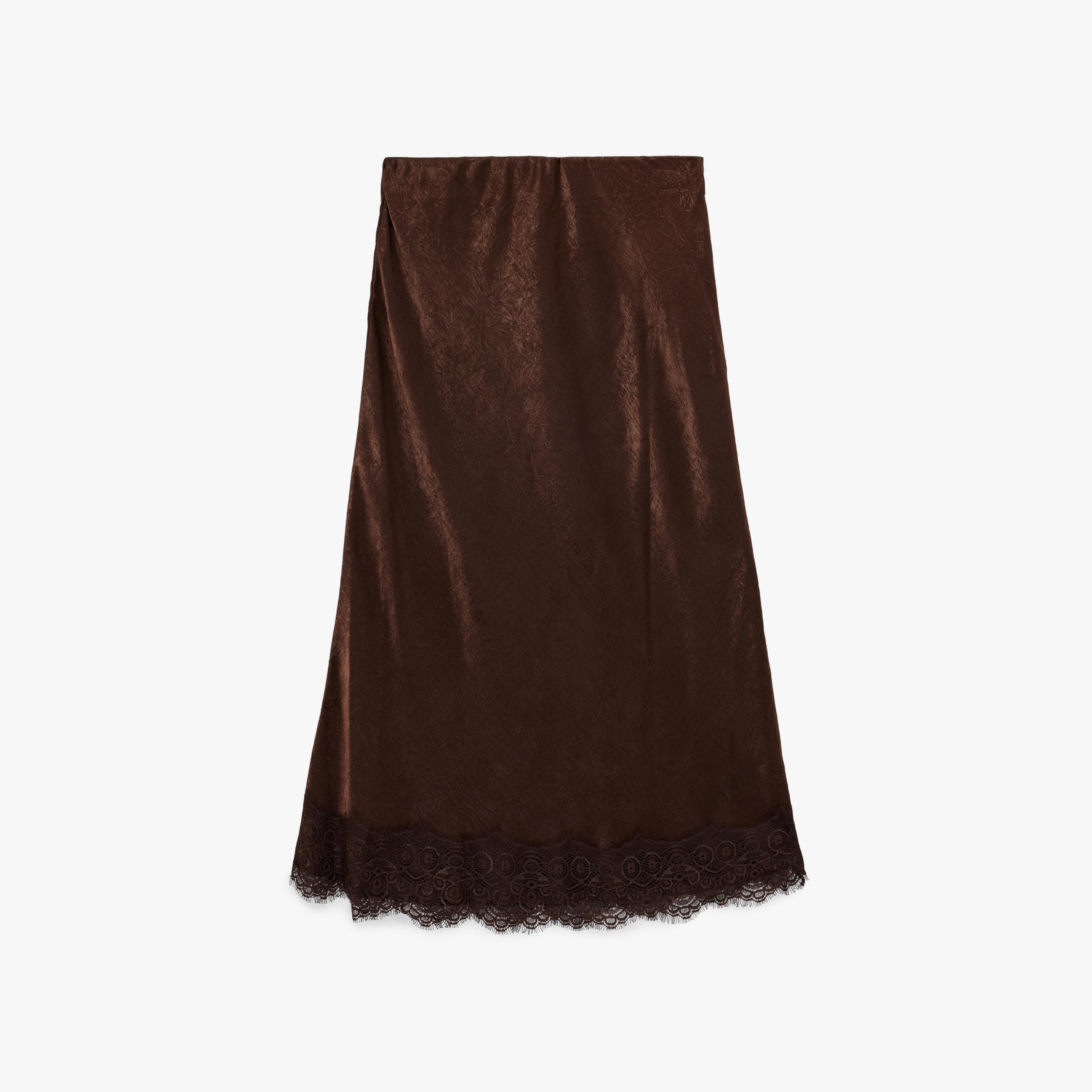 KOTON Brown Crinkled A-Line Women's Maxi Skirt-women-clothing-bottoms-skirts-image-3