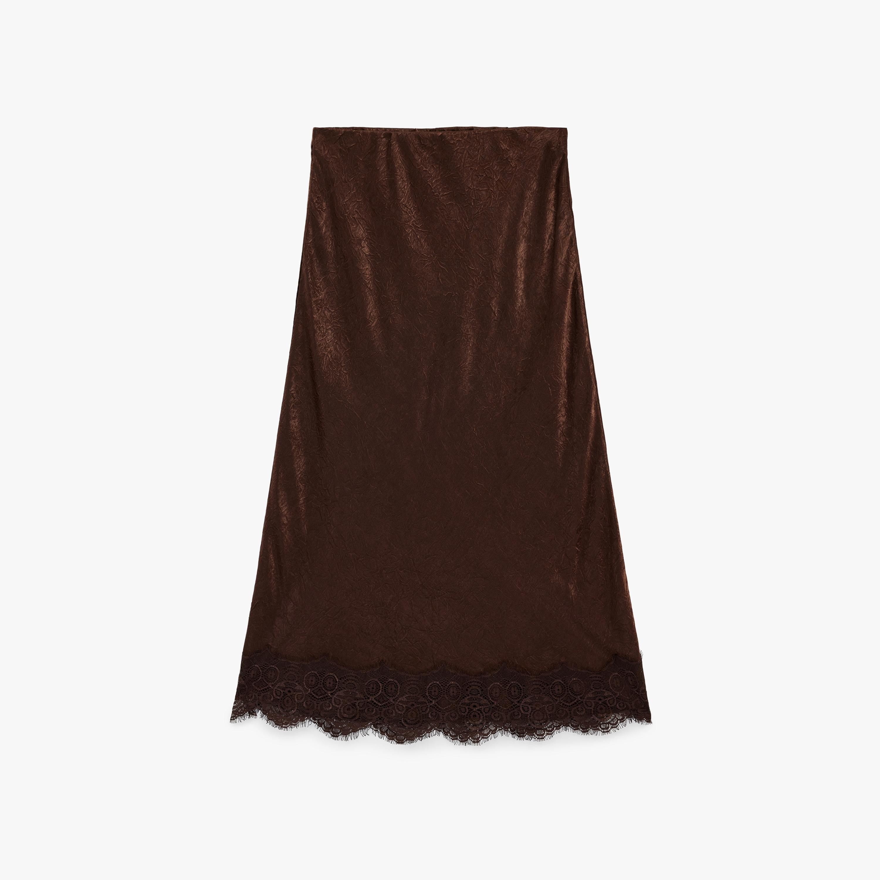 KOTON Brown Crinkled A-Line Women's Maxi Skirt-women-clothing-bottoms-skirts-image-4