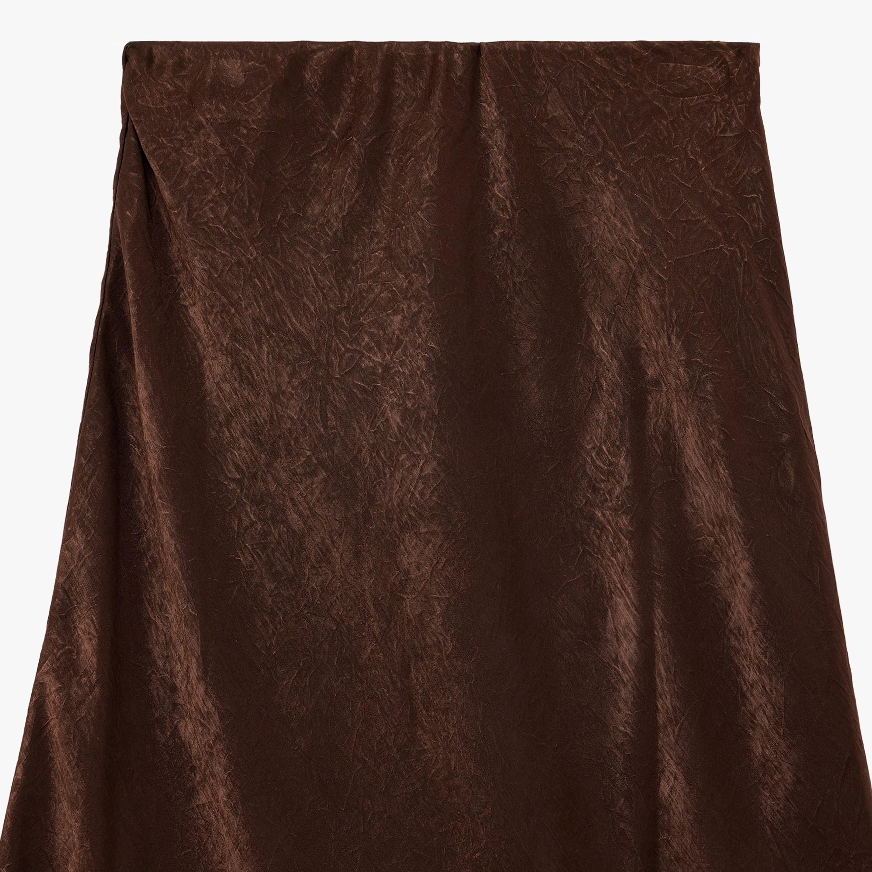 KOTON Brown Crinkled A-Line Women's Maxi Skirt-women-clothing-bottoms-skirts-image-5