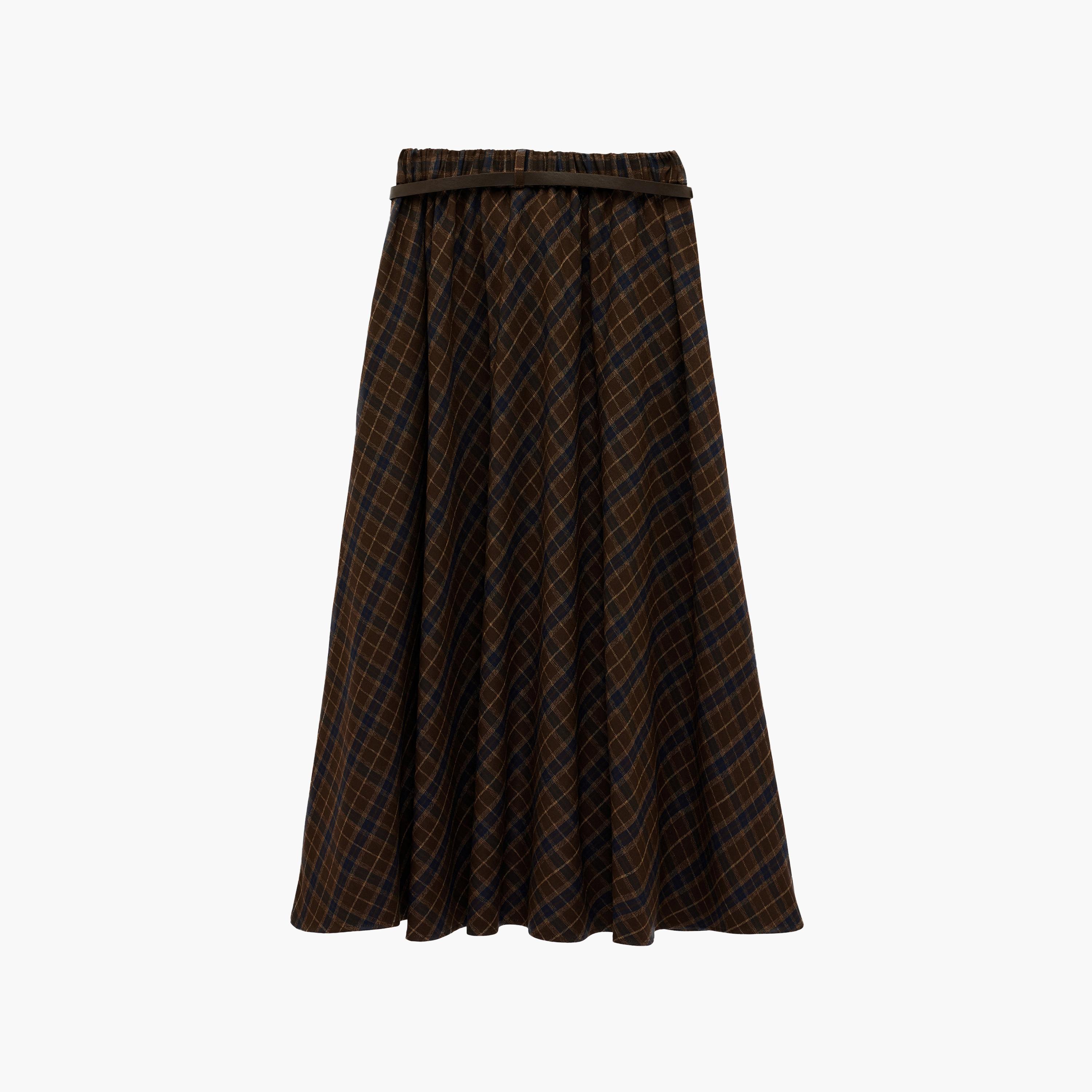 KOTON Brown Checked A-Line Women's Maxi Skirt-women-clothing-bottoms-skirts-image-7