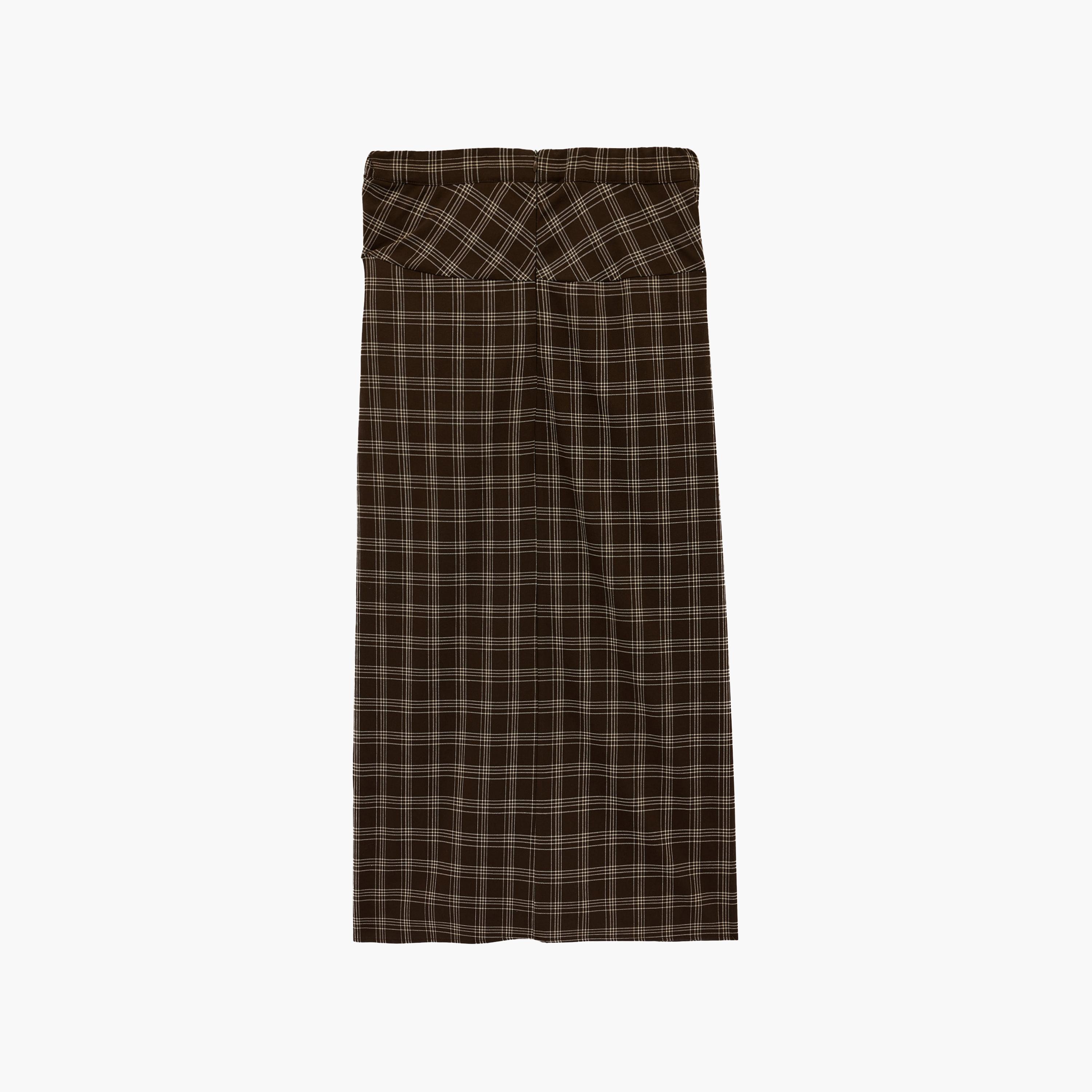 تنورة ميدي نسائية قصة قلم الرصاص (بنسل) بمربعات بنية من كوتون-women-clothing-bottoms-skirts-image-7