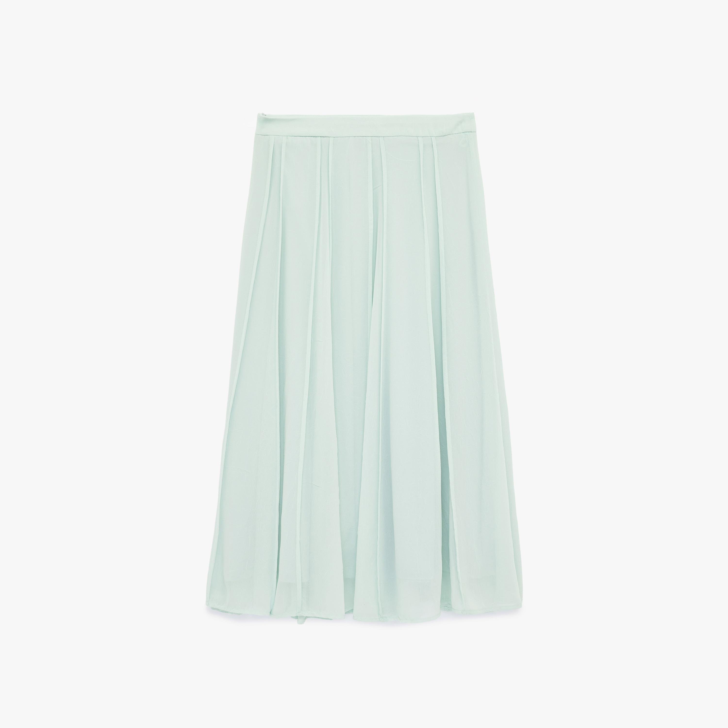 تنورة ميدي نسائية مكسرة وقصة كلوش بلون أزرق فاتح من كوتون-women-clothing-bottoms-skirts-image-5
