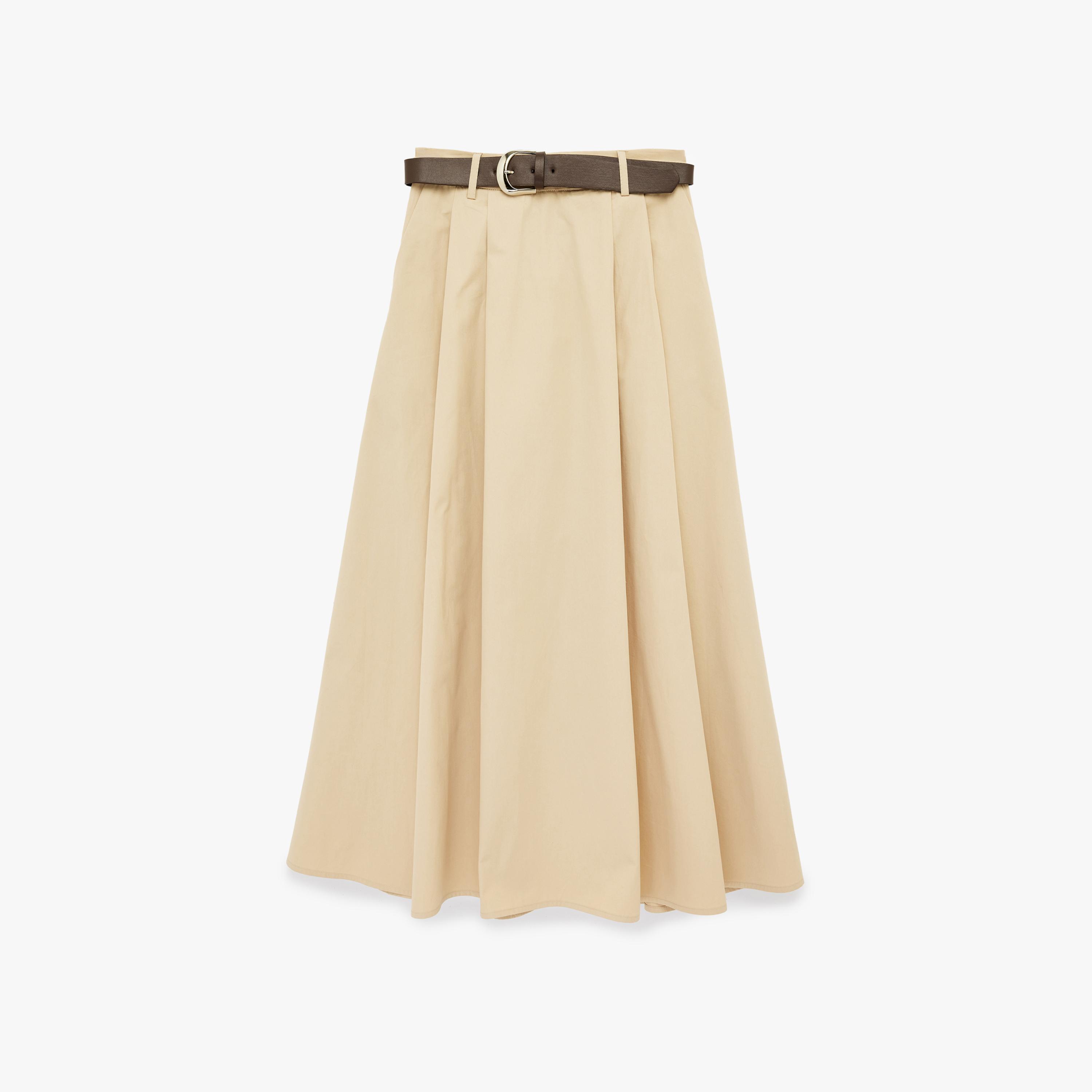 تنورة ميدي نسائية قصة "ايه-لاين" بلون بيج من كوتون-women-clothing-bottoms-skirts-image-3