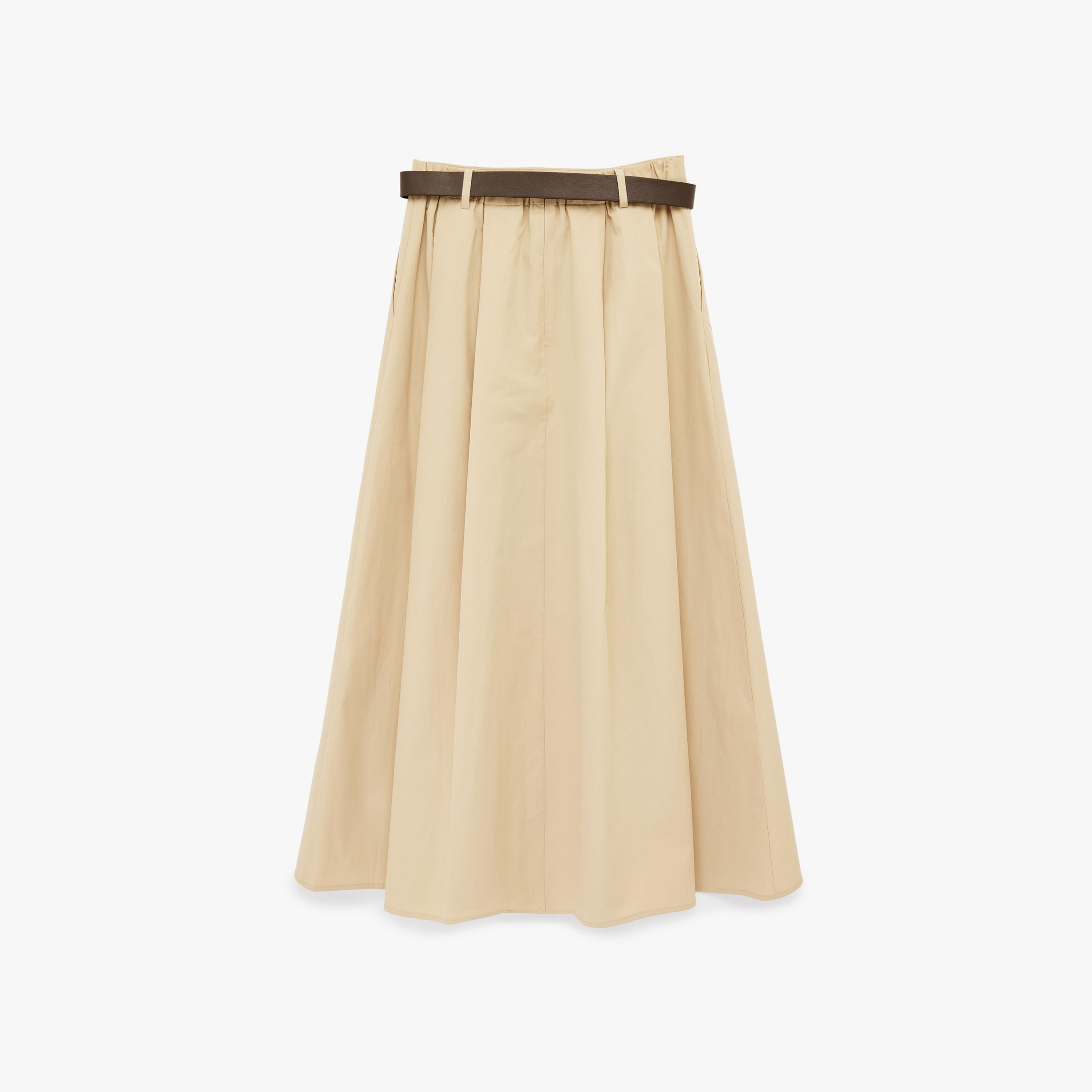 تنورة ميدي نسائية قصة "ايه-لاين" بلون بيج من كوتون-women-clothing-bottoms-skirts-image-4