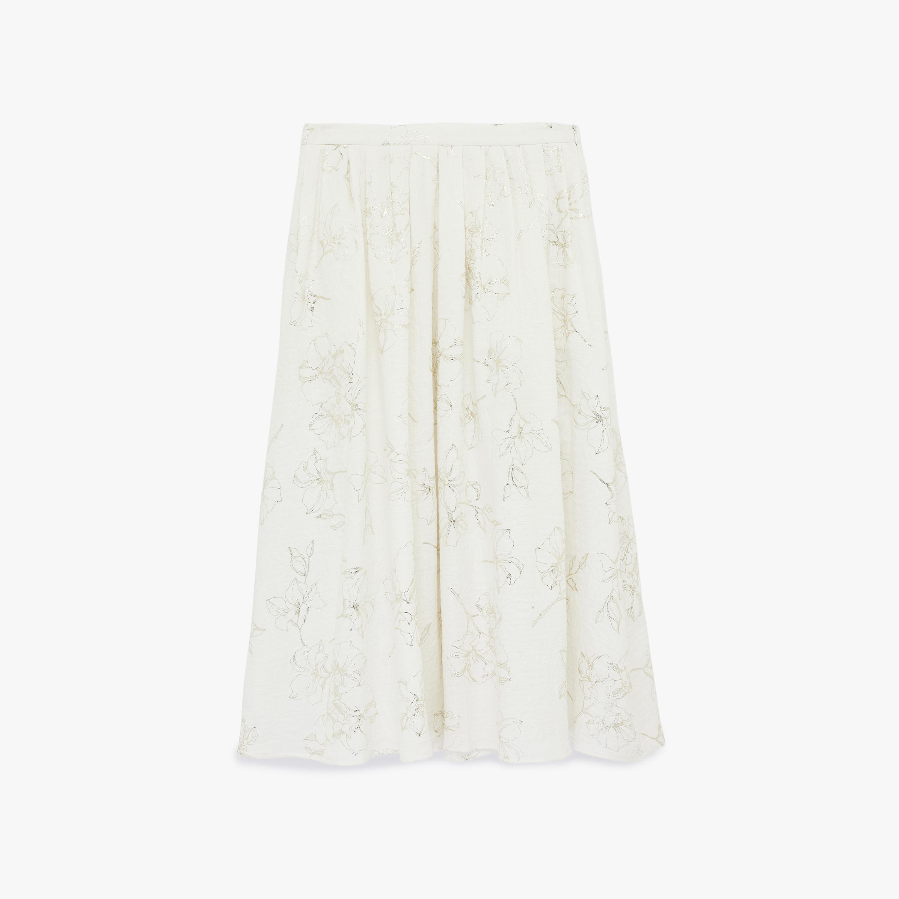 تنورة ميدي نسائية قطنية قصة "ايه-لاين" بطبعة زهور بيضاء من كوتون-women-clothing-bottoms-skirts-image-4