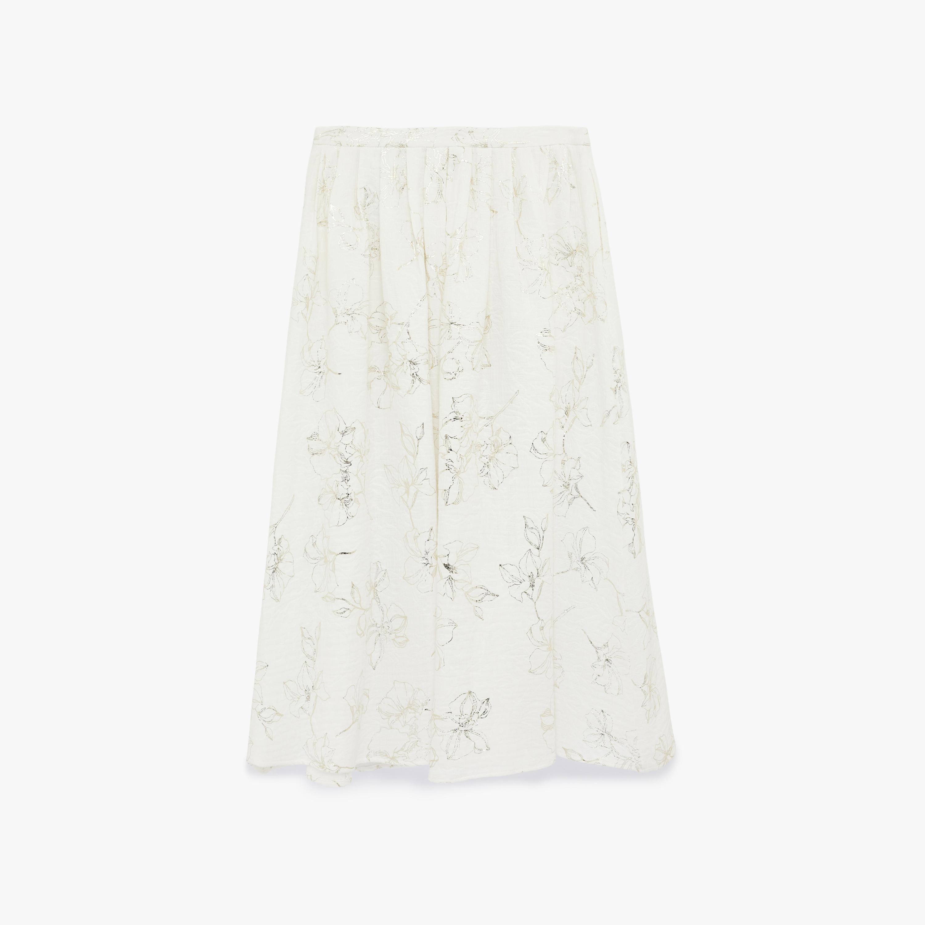 تنورة ميدي نسائية قطنية قصة "ايه-لاين" بطبعة زهور بيضاء من كوتون-women-clothing-bottoms-skirts-image-5