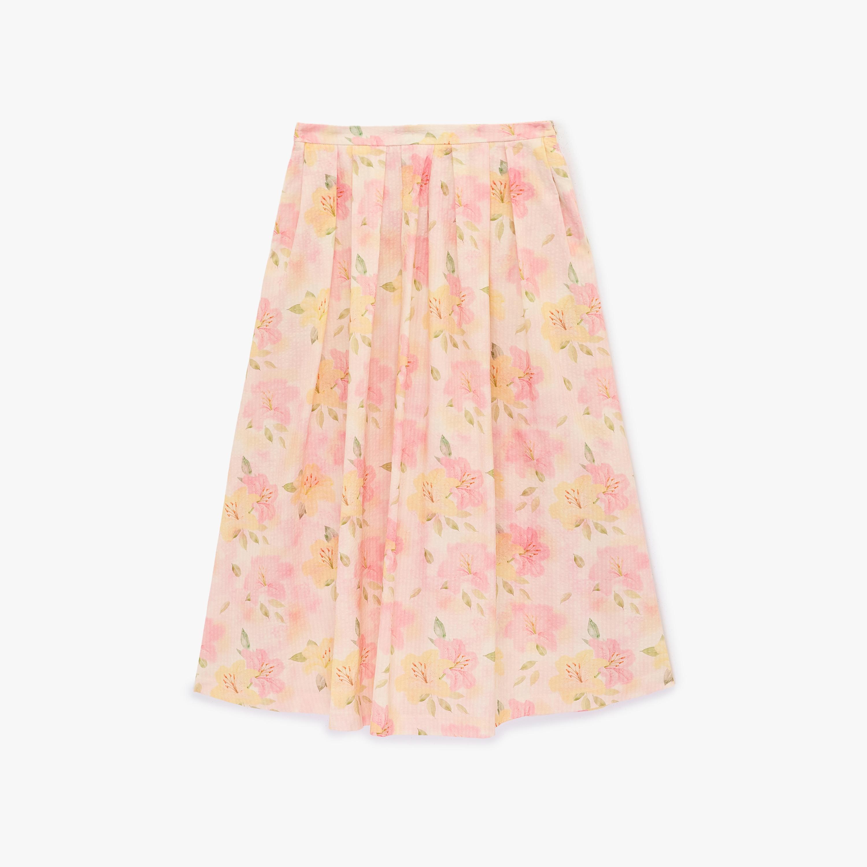 تنورة ماكسي نسائية قصة "ايه-لاين" بطبعة زهور وردية من كوتون-women-clothing-bottoms-skirts-image-3