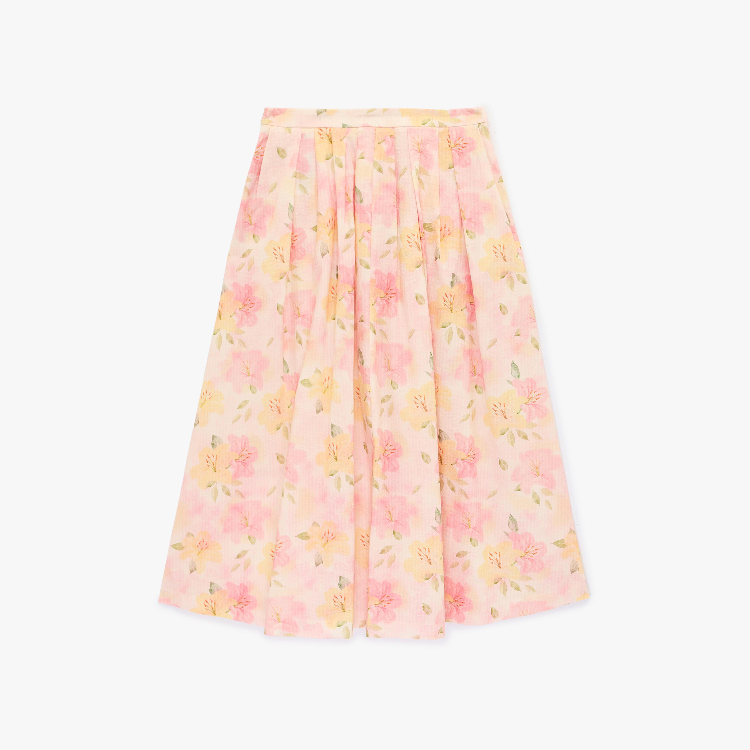تنورة ماكسي نسائية قصة "ايه-لاين" بطبعة زهور وردية من كوتون-women-clothing-bottoms-skirts-image-4