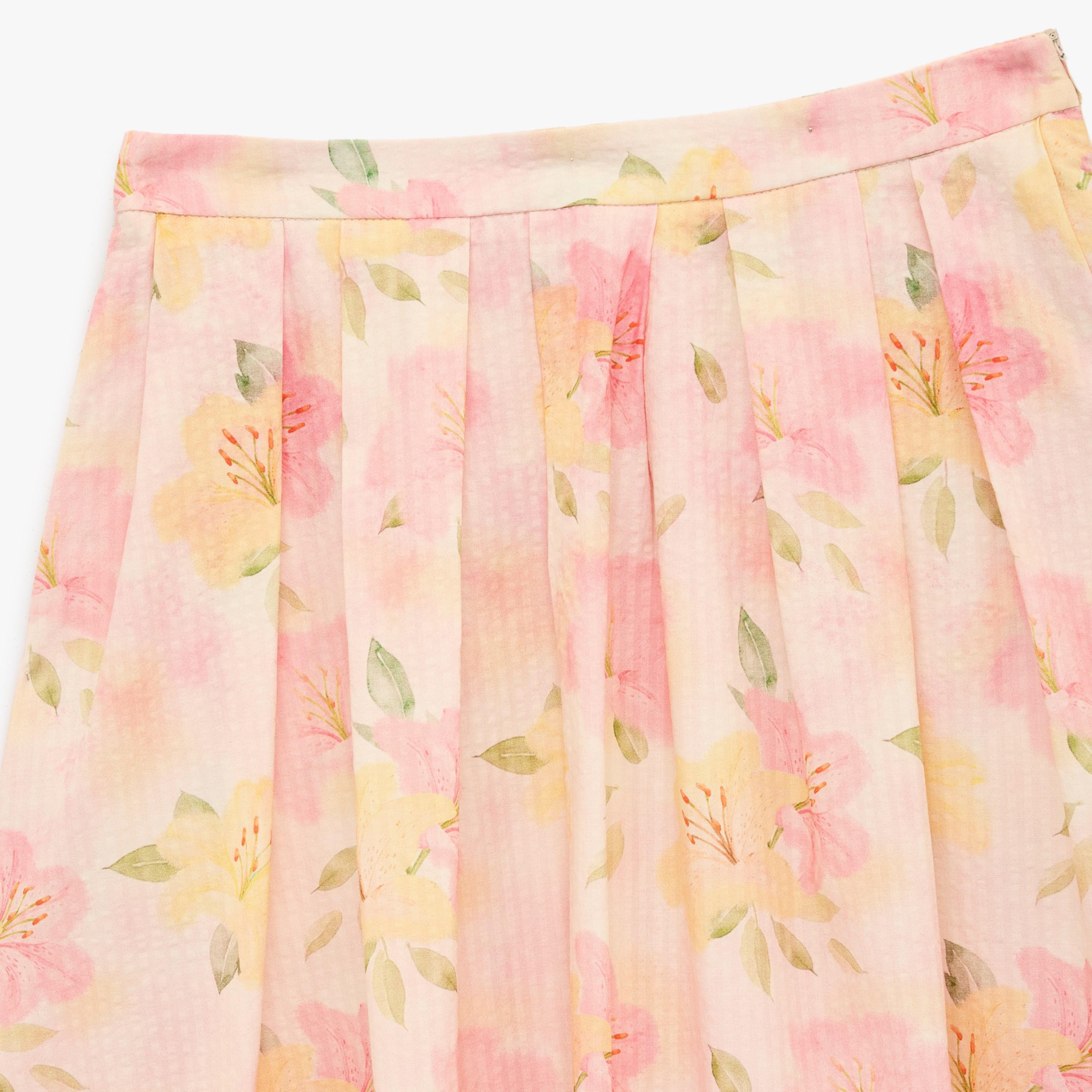 تنورة ماكسي نسائية قصة "ايه-لاين" بطبعة زهور وردية من كوتون-women-clothing-bottoms-skirts-image-5