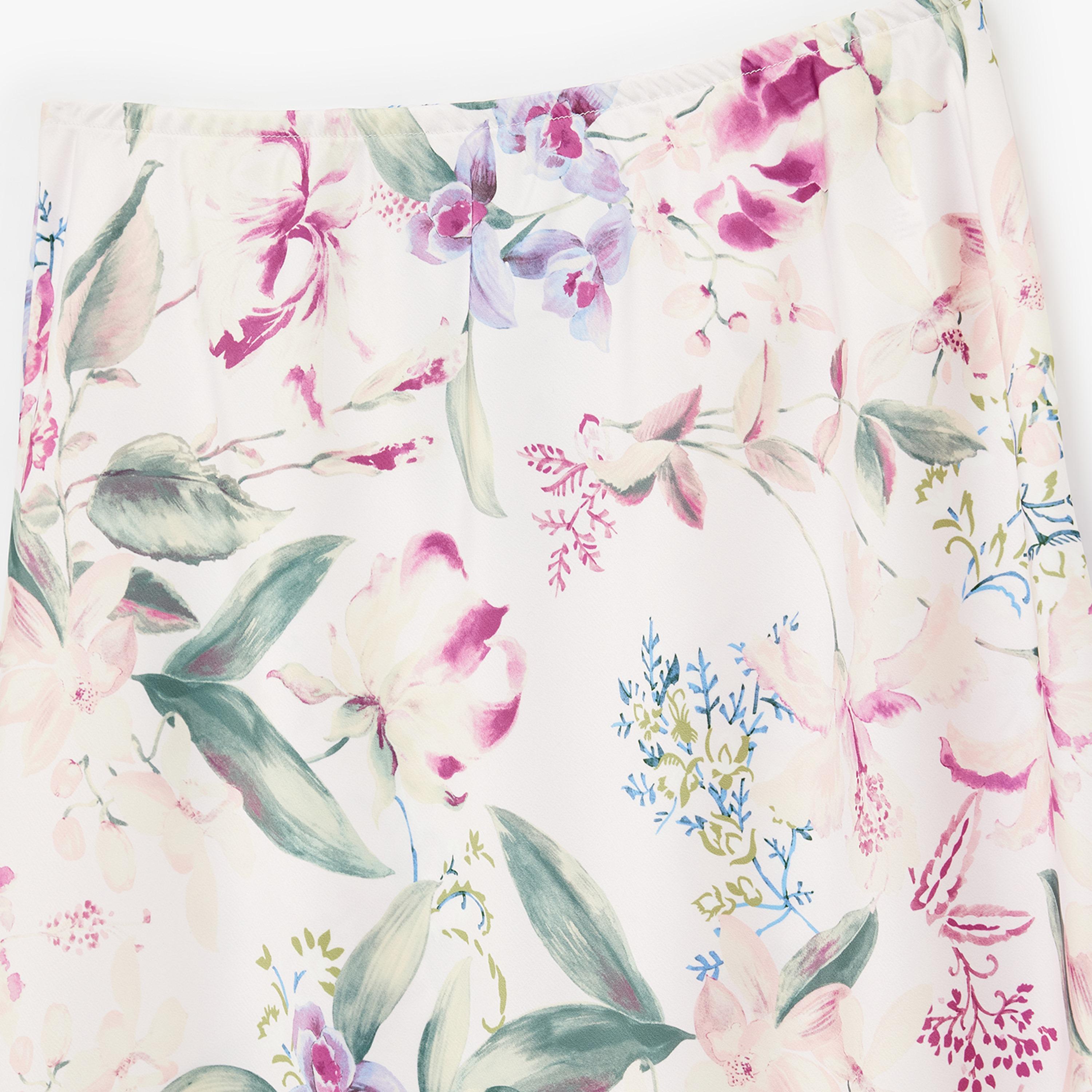 تنورة ميدي نسائية قصة "ايه-لاين" بطبعة زهور وردية من كوتون-women-clothing-bottoms-skirts-image-6