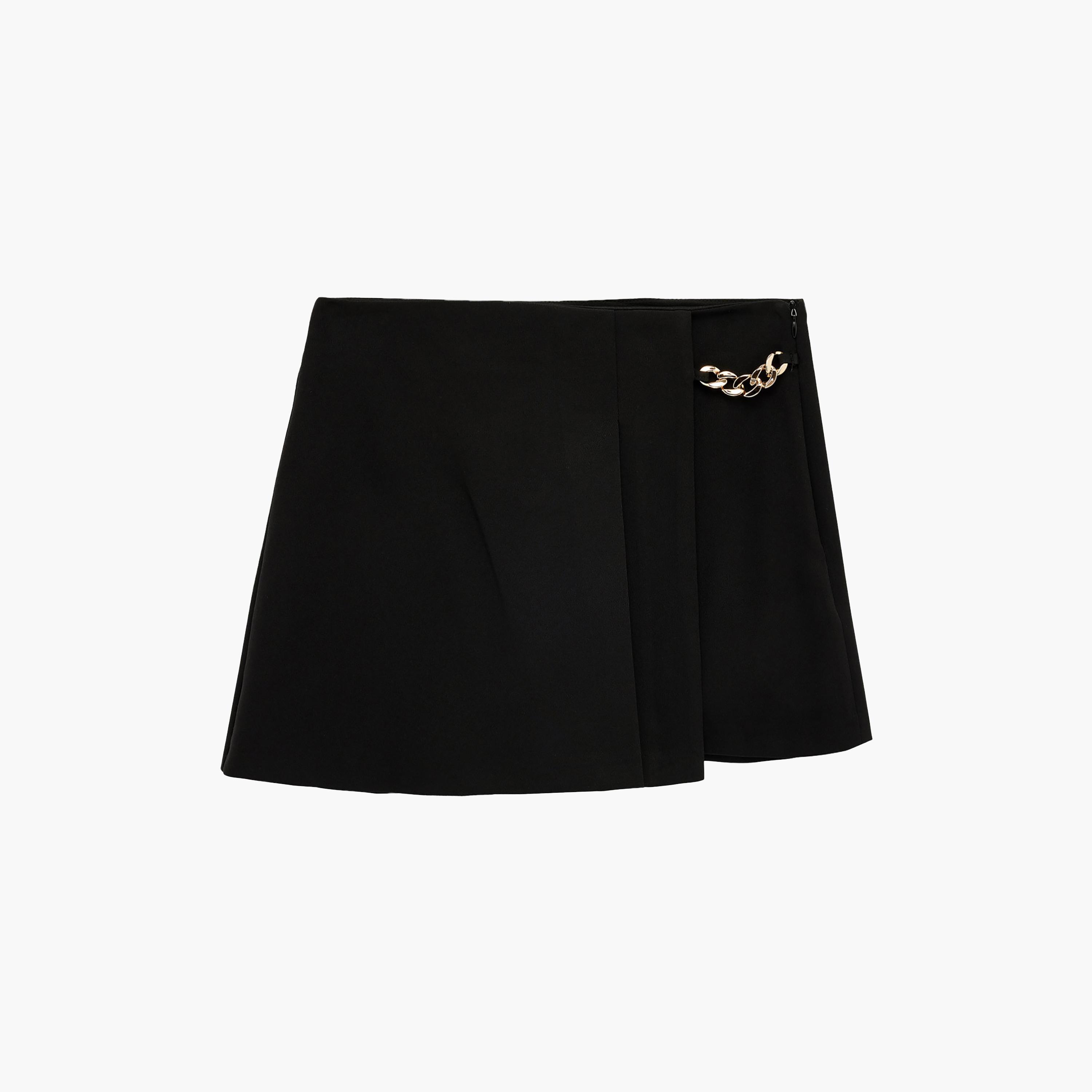 KOTON Black Wrap Women's Mini Skort-women-clothing-bottoms-skirts-image-6