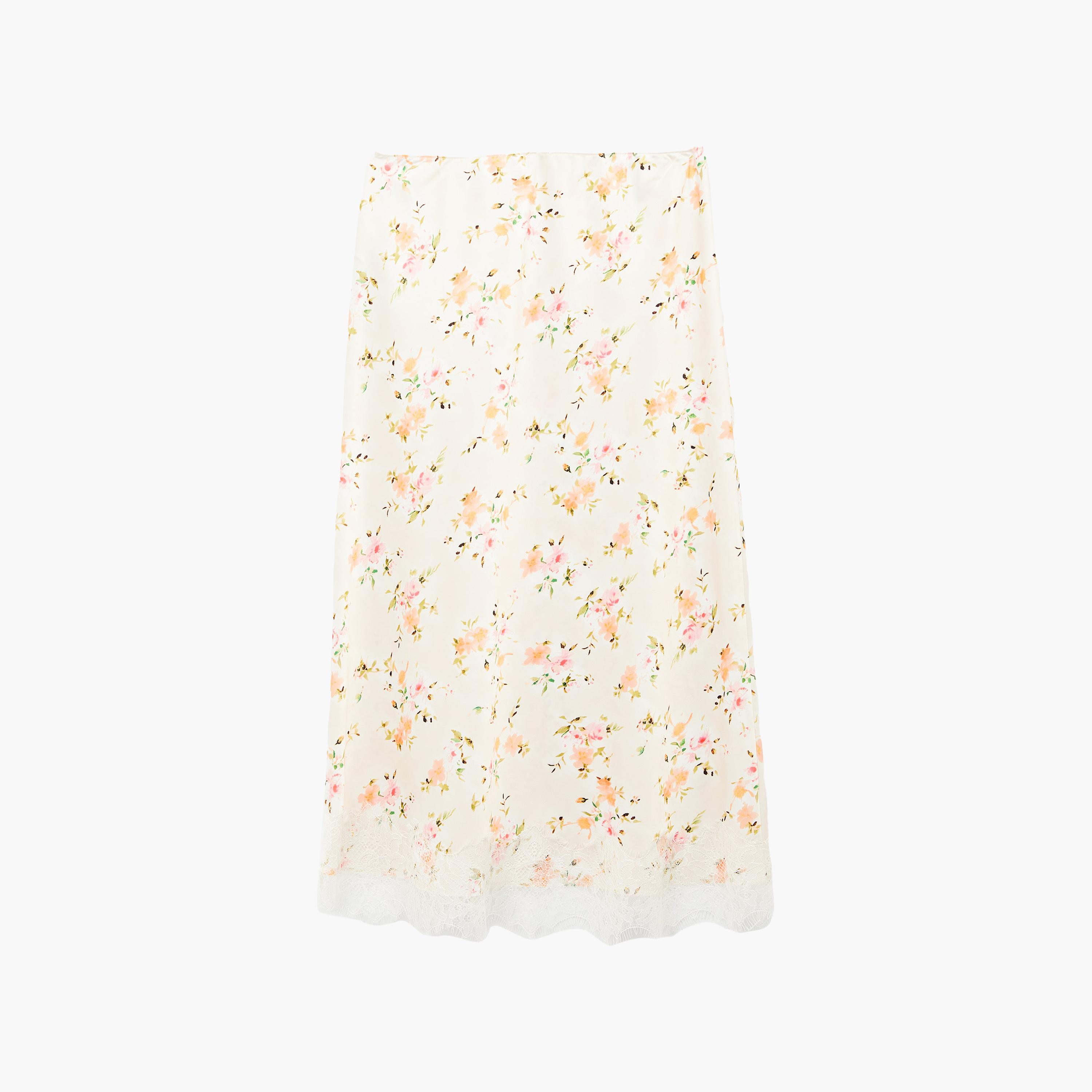 تنورة ميدي نسائية قصة "ايه-لاين" بطبعة زهور بيضاء من كوتون-women-clothing-bottoms-skirts-image-7