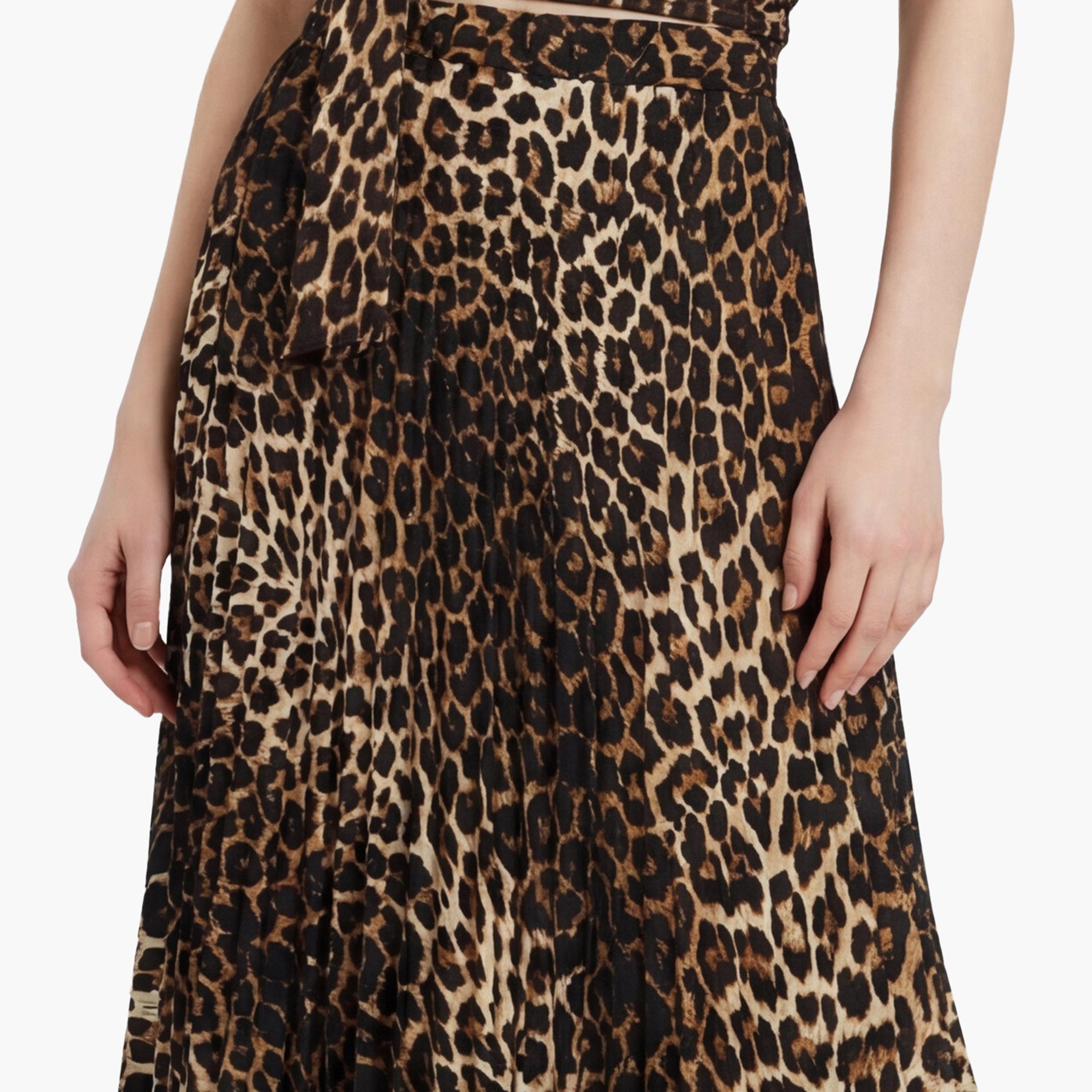تنورة ميدي نسائية مكسرة قصة "ايه-لاين" بطبعة جلد الفهد من كوتون-women-clothing-bottoms-skirts-image-5