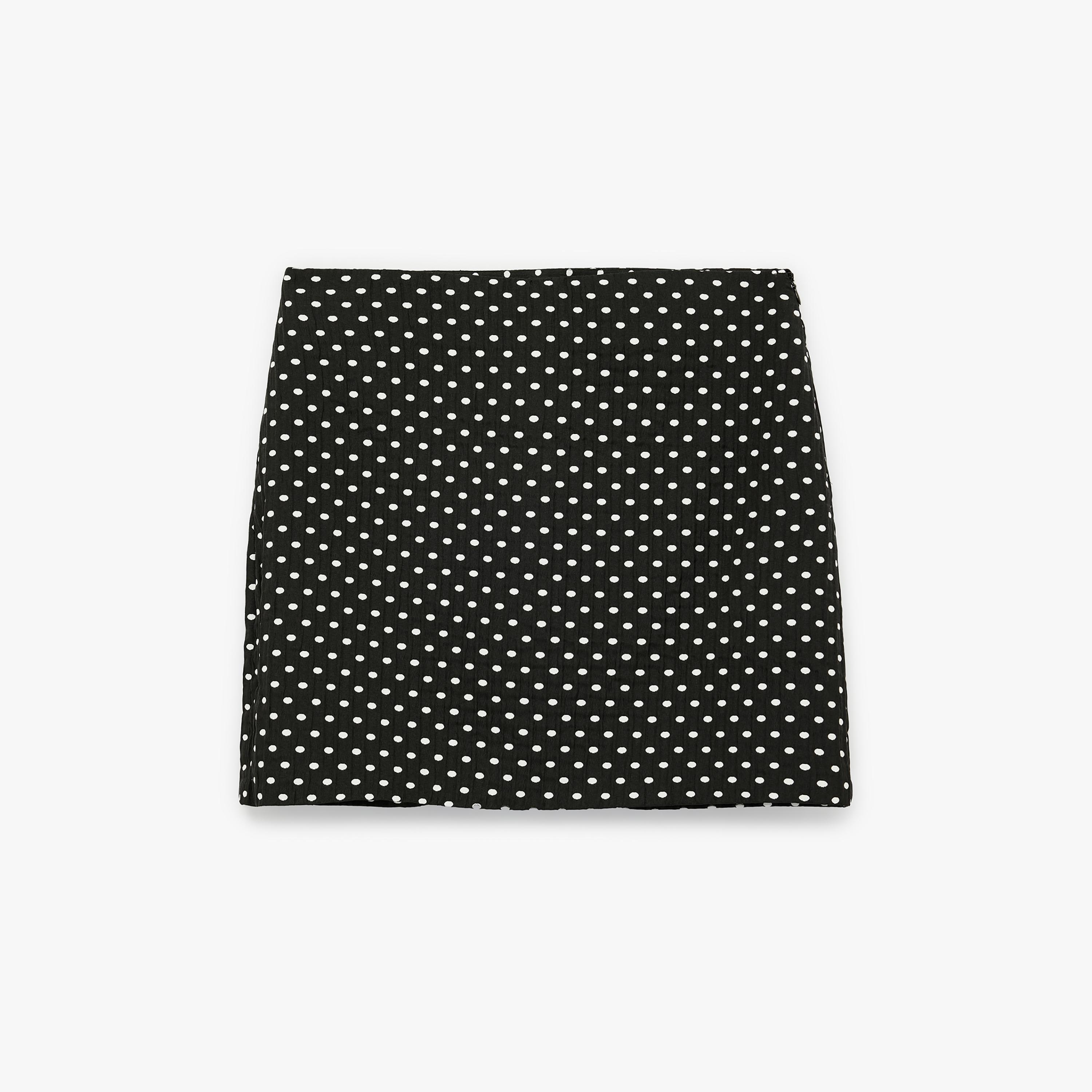 تنورة ميني نسائية قصة مستقيمة بنقشة منقطة سوداء من كوتون-women-clothing-bottoms-skirts-image-4