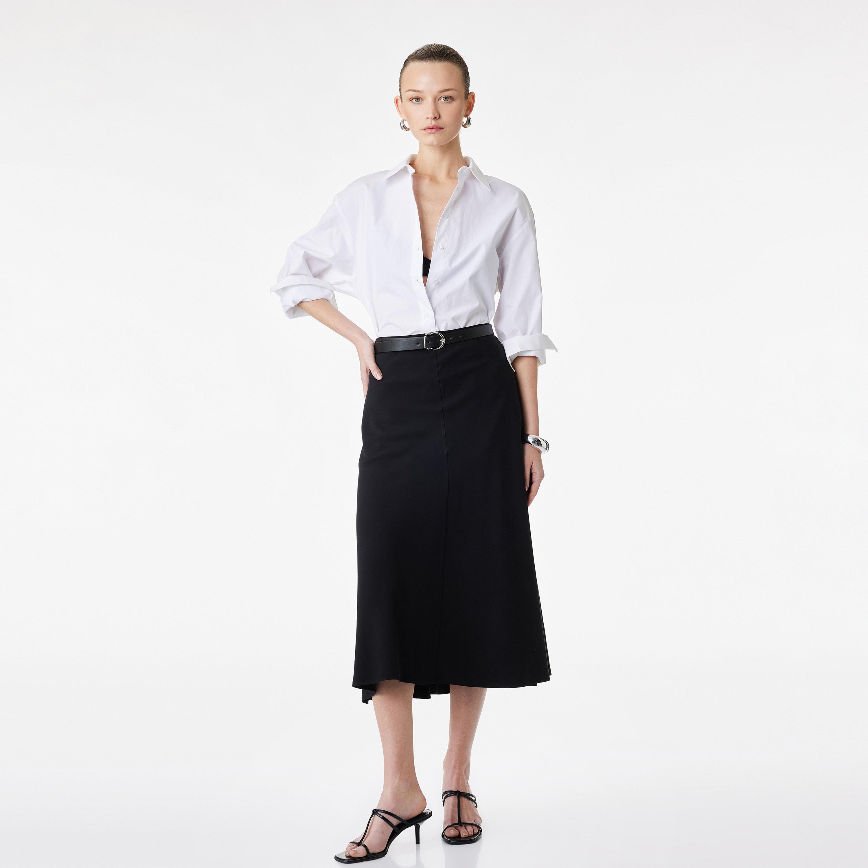 تنورة ميدي نسائية قصة "ايه-لاين" بلون أسود من كوتون-women-clothing-bottoms-skirts-image-2