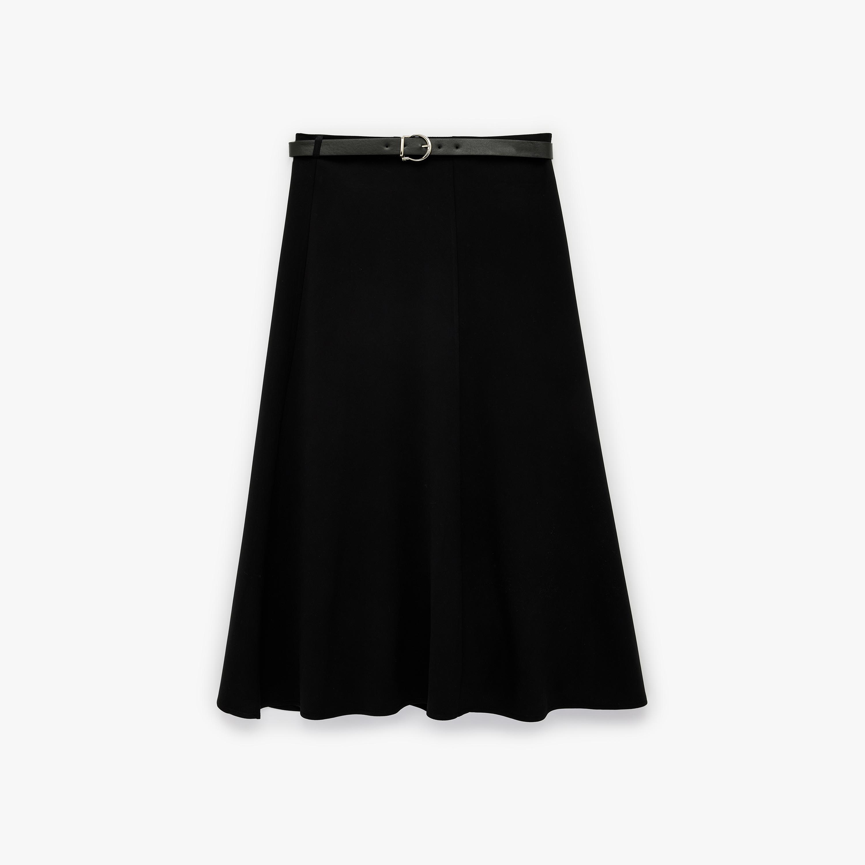تنورة ميدي نسائية قصة "ايه-لاين" بلون أسود من كوتون-women-clothing-bottoms-skirts-image-4