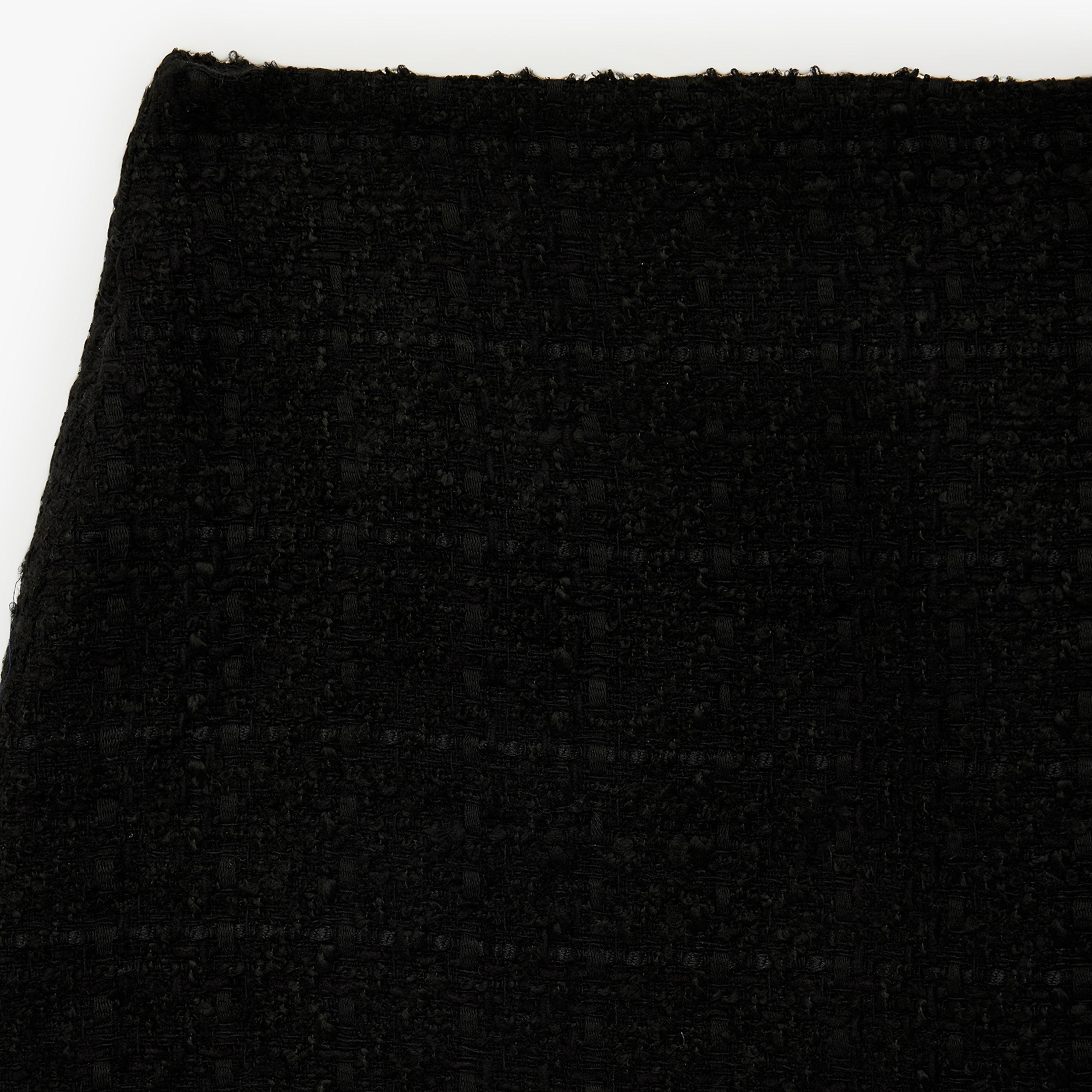 تنورة ميني نسائية قصة قلم الرصاص (بنسل) من قماش التويد الأسود من كوتون-women-clothing-bottoms-skirts-image-6